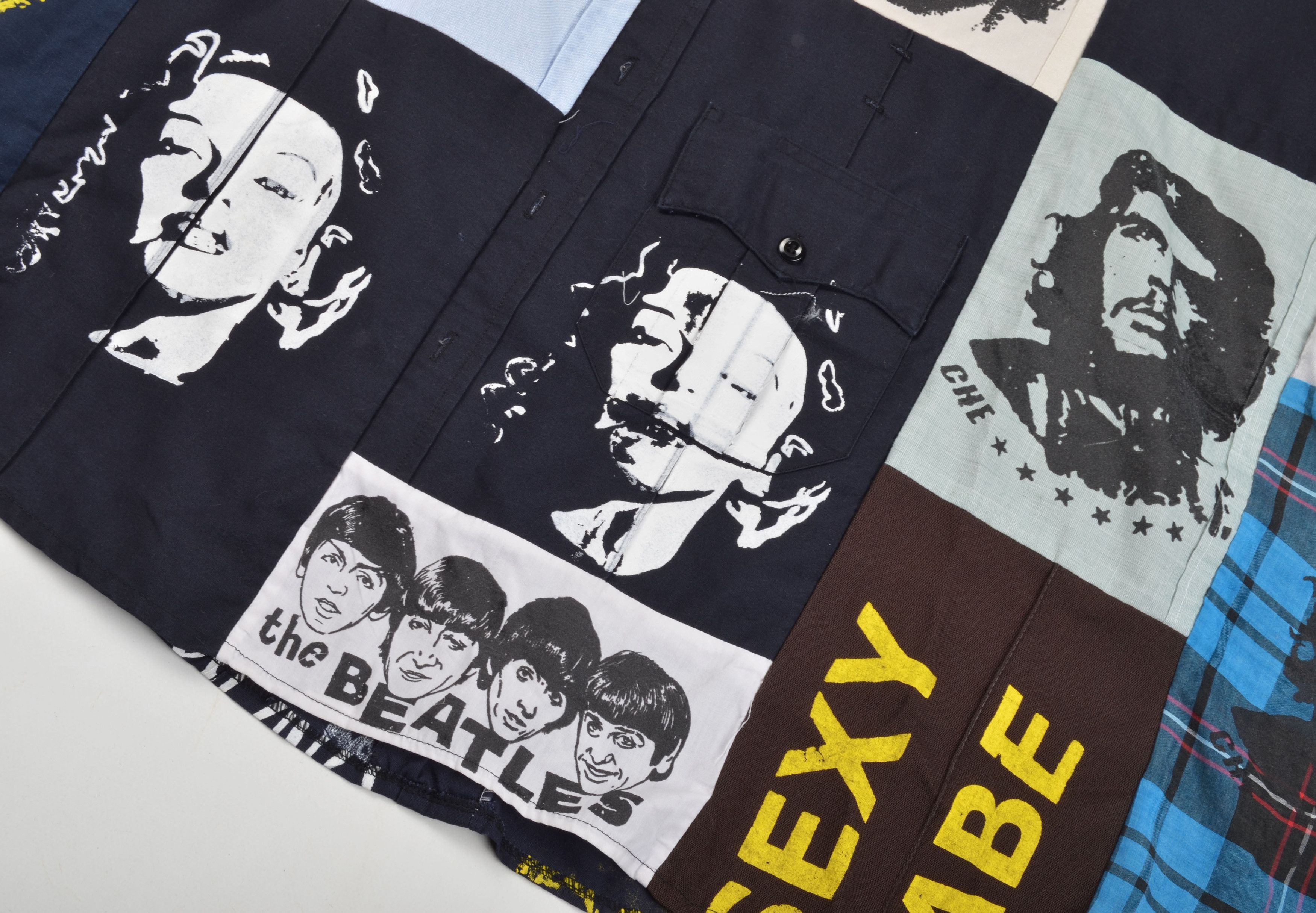 Vintage Y2K Patchwork Graphic Midi Beatles / Che Guevara Print Skirt Size 30" / US 8 / IT 44 - 6 Thumbnail