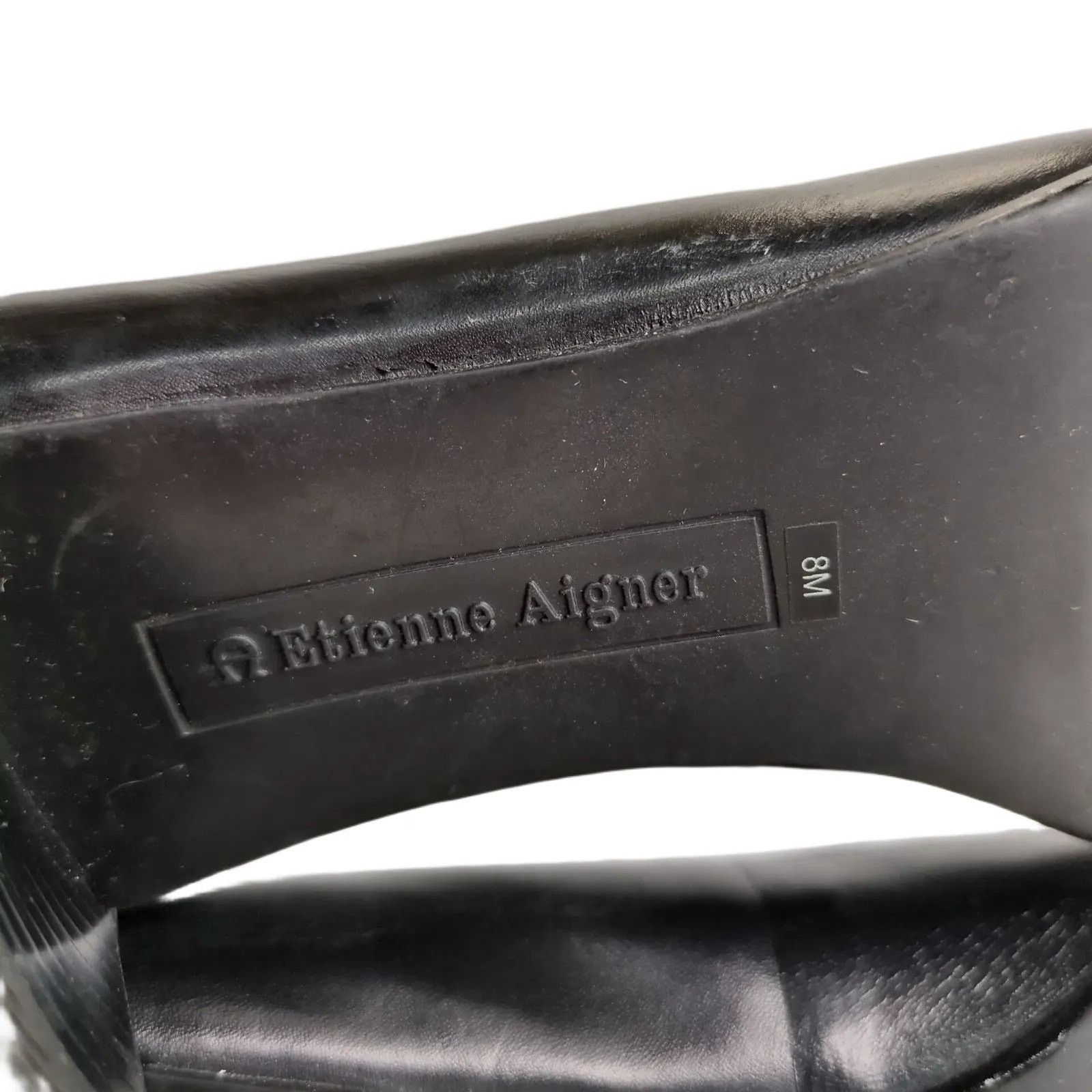 Etienne Aigner Etienne Aigner Sz 8 E-Mozart Square Toe Black Leather Pumps Size US 8 / IT 38 - 8 Thumbnail