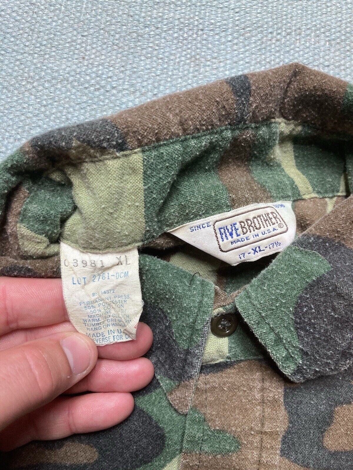 FiveBrother × Vintage 80s five brother camo flannel shirt chamois soft woodland XL Size US XL / EU 56 / 4 - 5 Thumbnail
