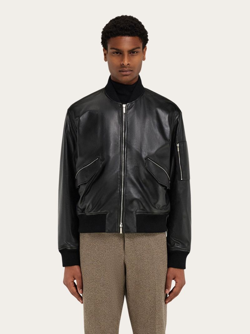 Salvatore Ferragamo o1s1rm0226 Leather Jacket in Black Size US L / EU 52-54 / 3 - 2 Thumbnail