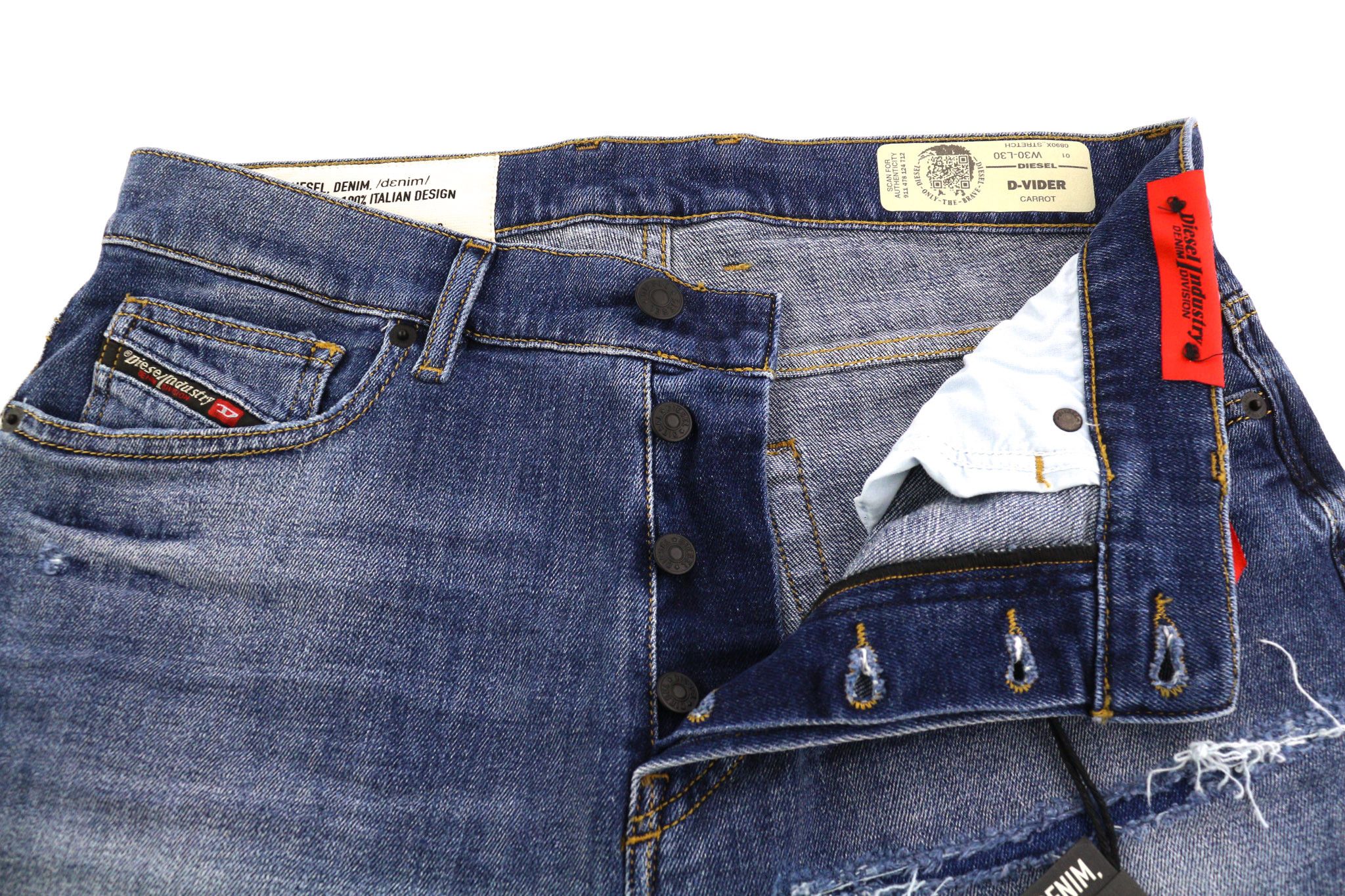 Diesel D-VIDER 0890X W30/L30 Carrot Stretch Blue 40437 Size US 30 / EU 46 - 5 Thumbnail