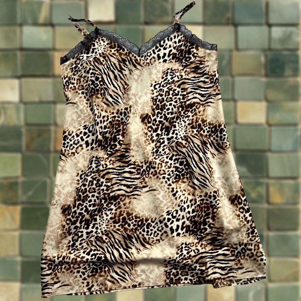 Incu NWT INC Leopard Print Nightgown Lace Gown Sleeveless V-Neck Size S Multicolor Size ONE SIZE - 1 Thumbnail