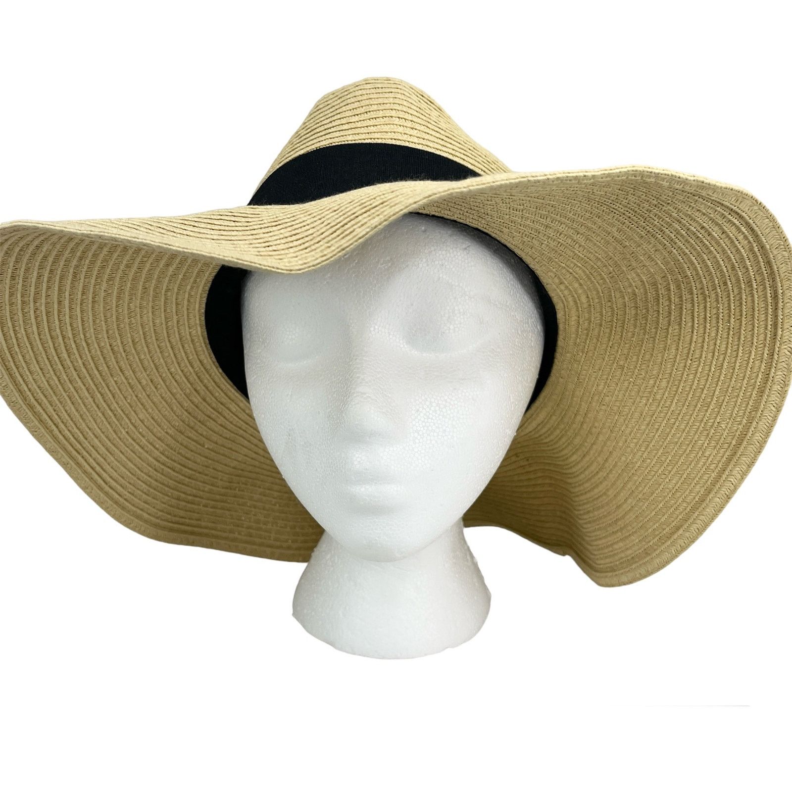 Gap GAP Womens Packable Sun Hat Wide Brim Beige Black New Size ONE SIZE - 1 Thumbnail