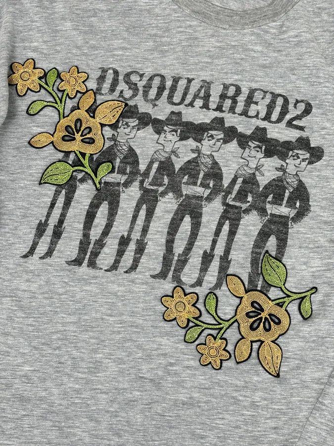 Dsquared2 AW2018 Dsquared2 Grey Cowboys Floral Embroidered T-Shirt Size US S / EU 44-46 / 1 - 8 Thumbnail