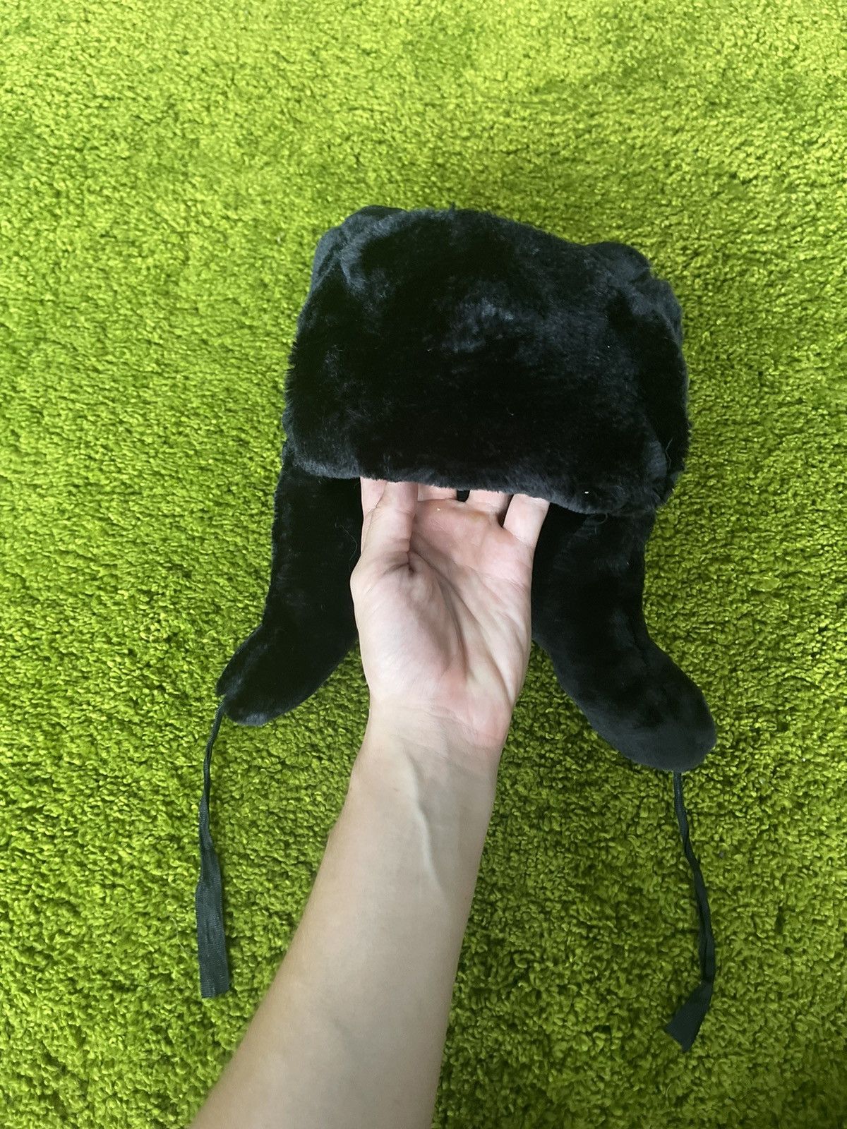 Designer Y2K fuzzy faux fur Ushanka trapper / checker hat Japanese Size 30 - 2 Thumbnail