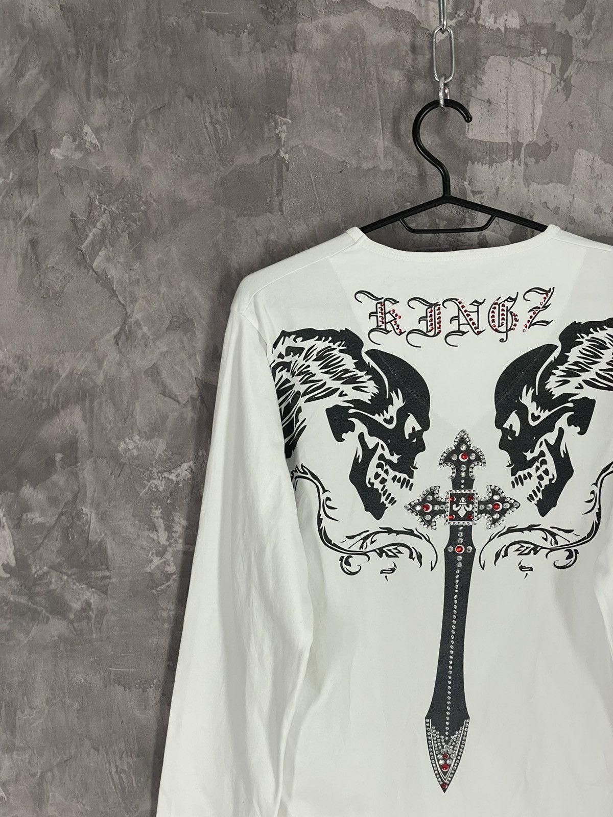 Vintage Cyber Y2K Gothic Skull Grunge Graphic Thermal LongSleeve Size XL / US 12-14 / IT 48-50 - 3 Thumbnail