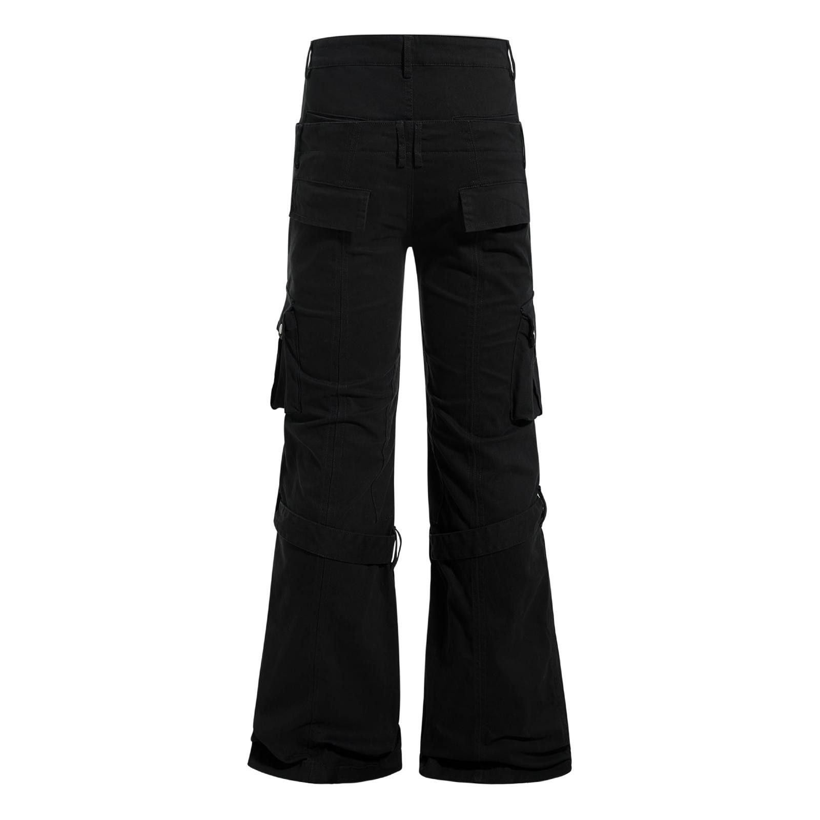 Other Black Flared Cargo Pants with Buckle and Pocket Details Size US 30 / EU 46 - 2 Thumbnail