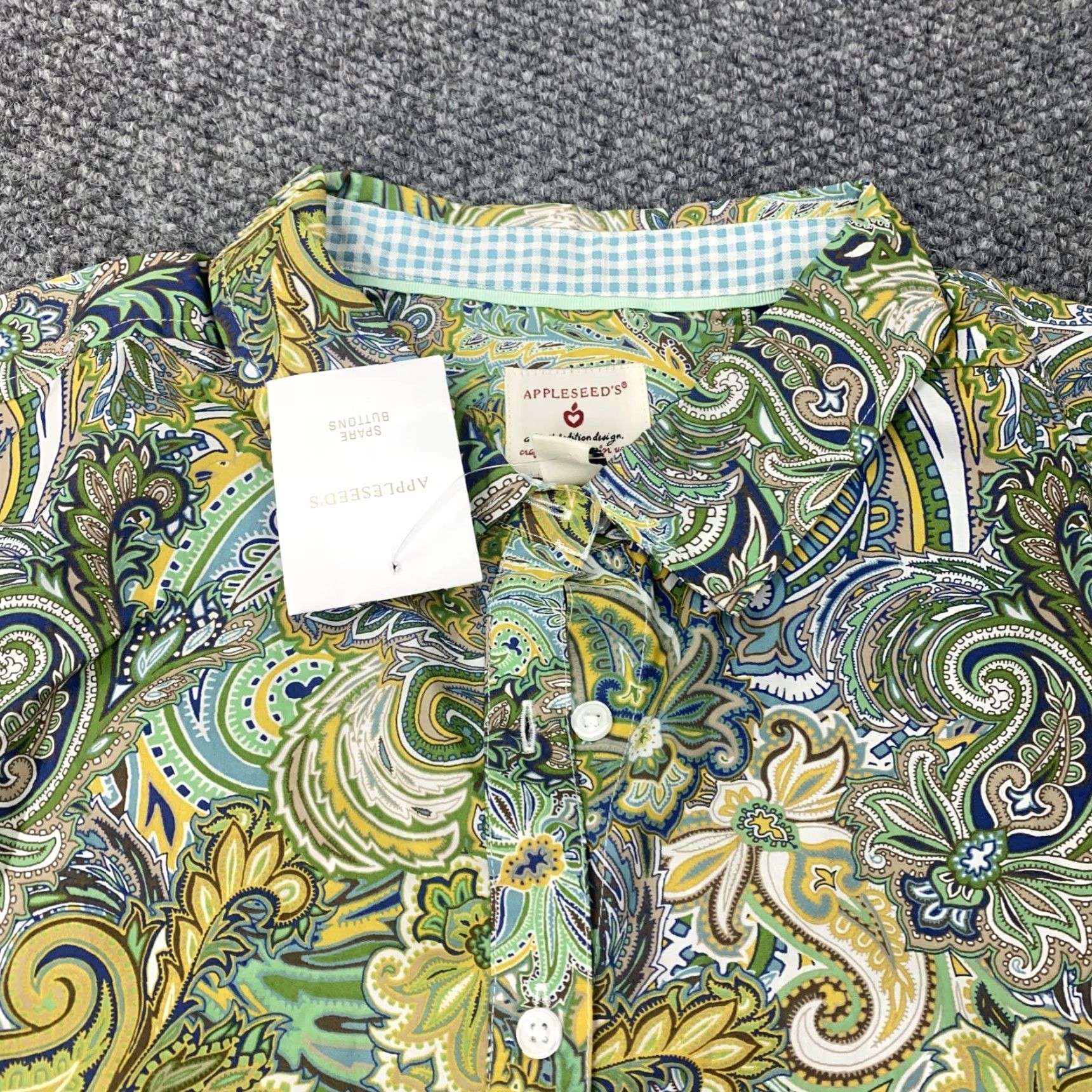 Vintage VINTAGE Appleseed's Shirt Womens 16 Long Sleeve Cotton Paisley Button-Up Top Green Blue Bohemian Size XXL / US 16-18 / IT 52-54 - 3 Thumbnail