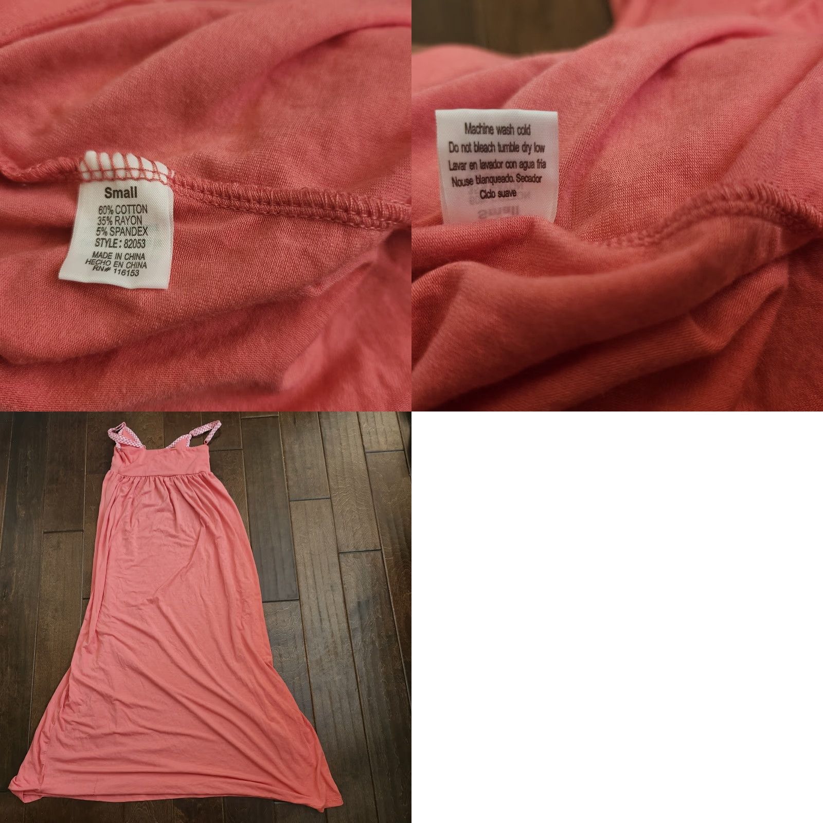 Vintage Poof Women's Pink Sleeveless Dress - Size S - Long Cotton Rayon Spandex, Solid, Casual Travel Party/Cocktail, Machine Washable Size S / US 4 / IT 40 - 10 Thumbnail