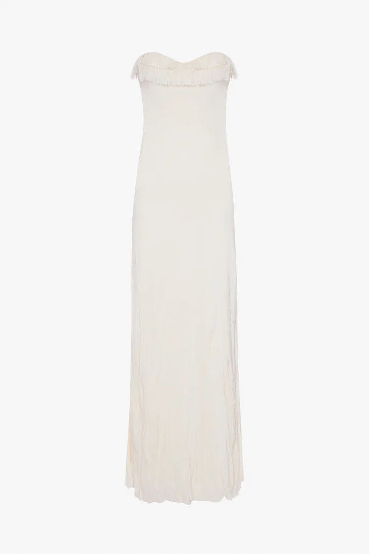 Victoria Beckham o1mle0525 Corset Detail Gown In Ivory Size M / US 6-8 / IT 42-44 - 1 Thumbnail