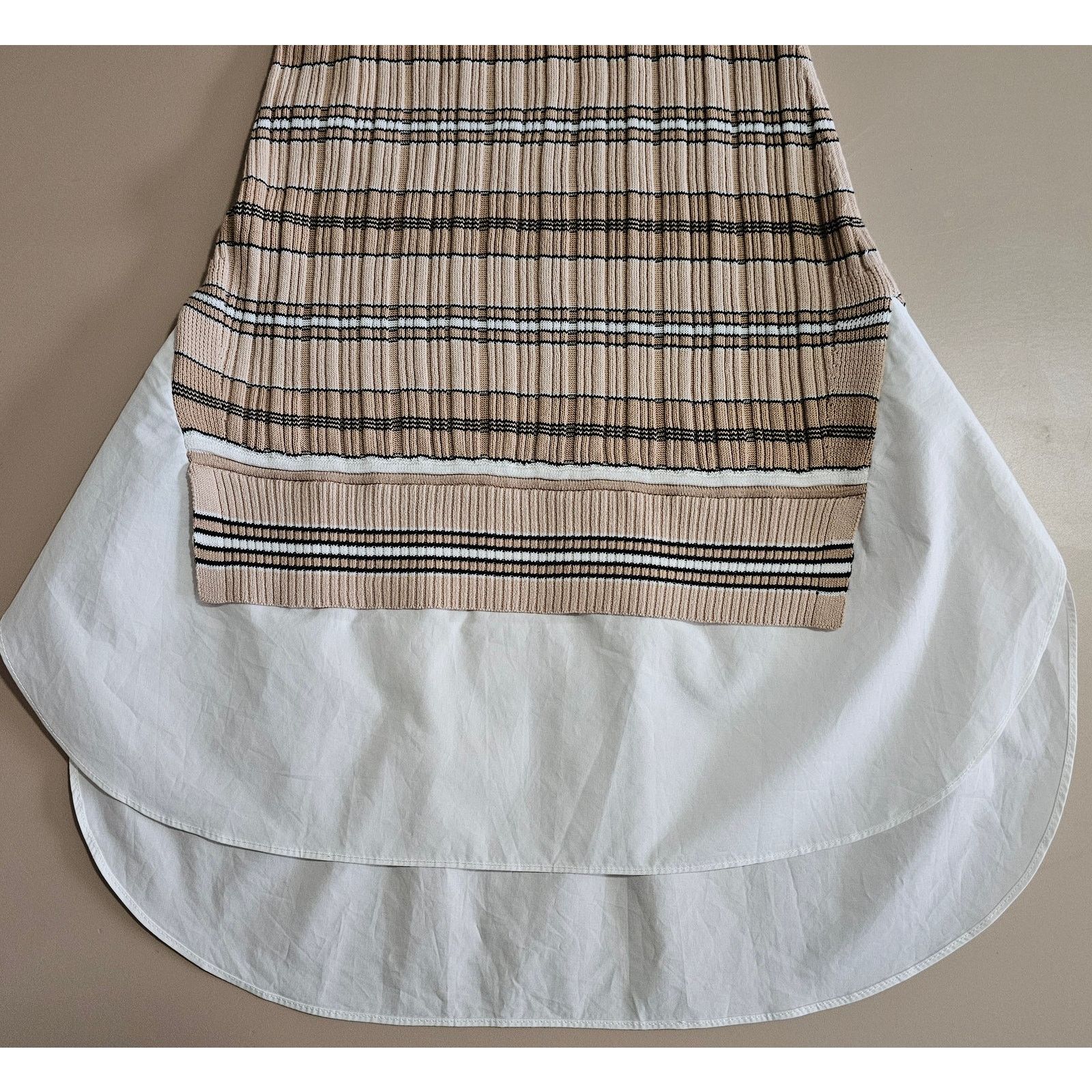Derek Lam 10 Crosby DEREK LAM 10 CROSBY Layered Cream/Brown Striped Tank Top S Size S / US 4 / IT 40 - 6 Thumbnail