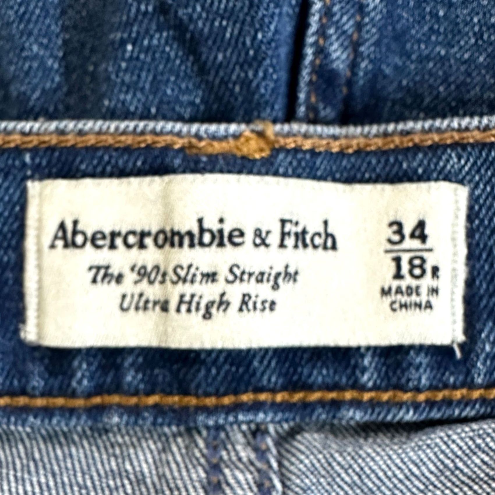 Abercrombie & Fitch VINTAGE Abercrombie & Fitch Jeans 90s Slim Straight Womens 34 18R Blue Ultra High Rise NEW Size 40" / US 18 - 3 Thumbnail