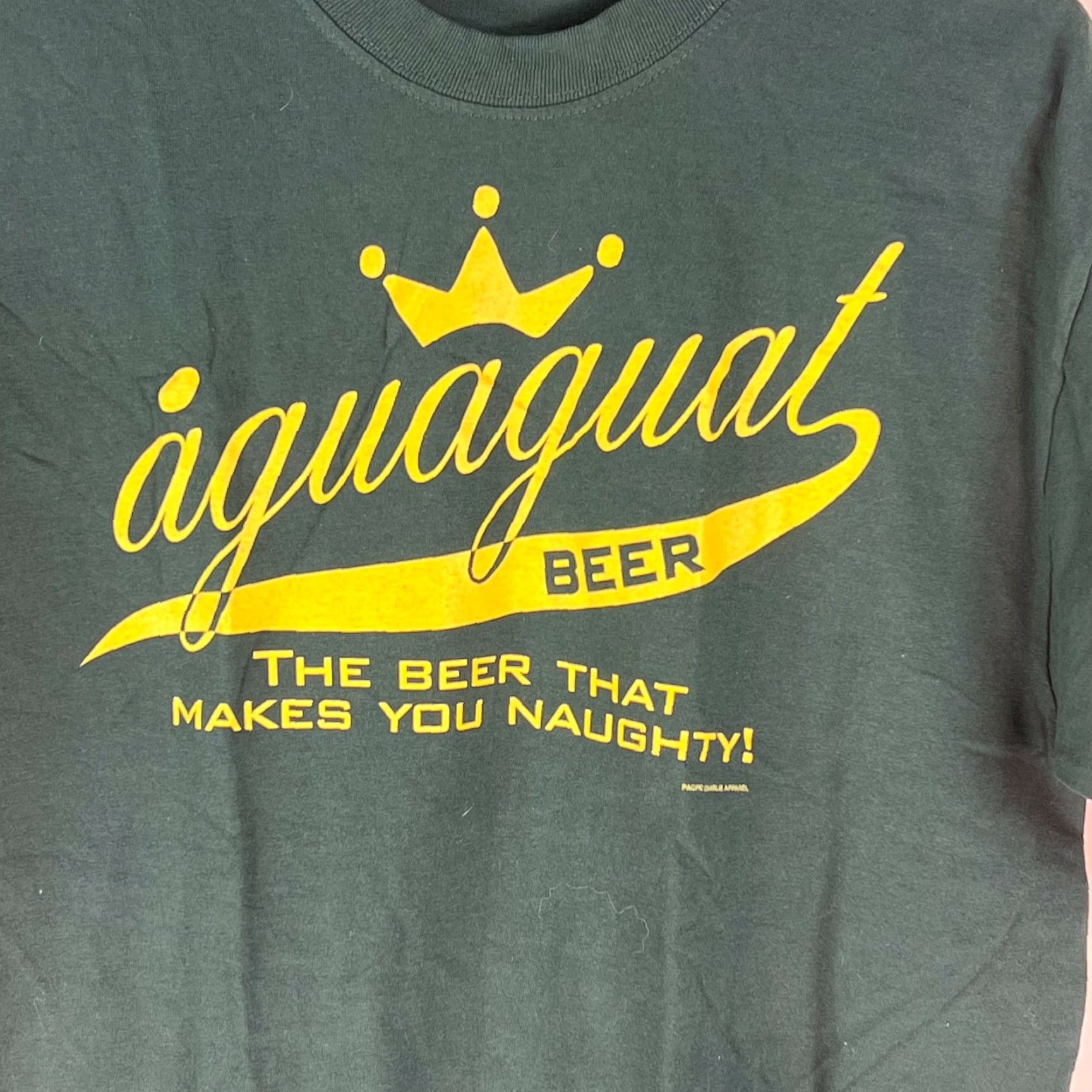 Port & Company Aguaguat Beer Graphic Pullover T Shirt Green Port & Company Men M Graphic Print Short Sleeve Crew Neck 100% Cotton Vintage: No Size US M / EU 48-50 / 2 - 3 Thumbnail