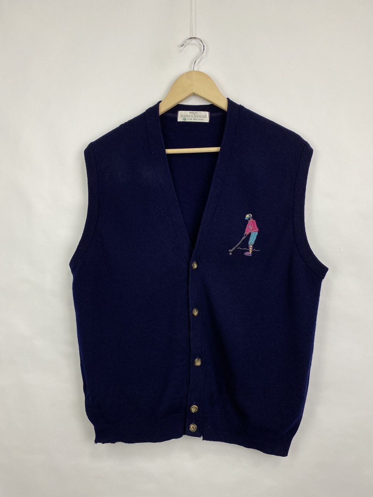 Marks & Spencer Vintage 90s Golf Marks Spencer Wool Sweater Vest Retro Y2K Size US L / EU 52-54 / 3 - 3 Thumbnail