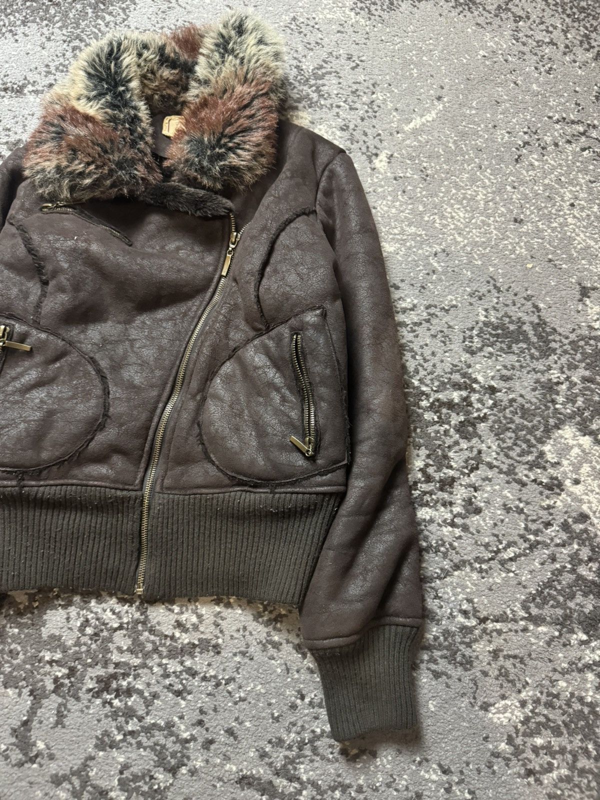 Vintage Vintage y2k Asymmetrical G.O.A Style Fur Bomber Jacket Size US S / EU 44-46 / 1 - 8 Thumbnail