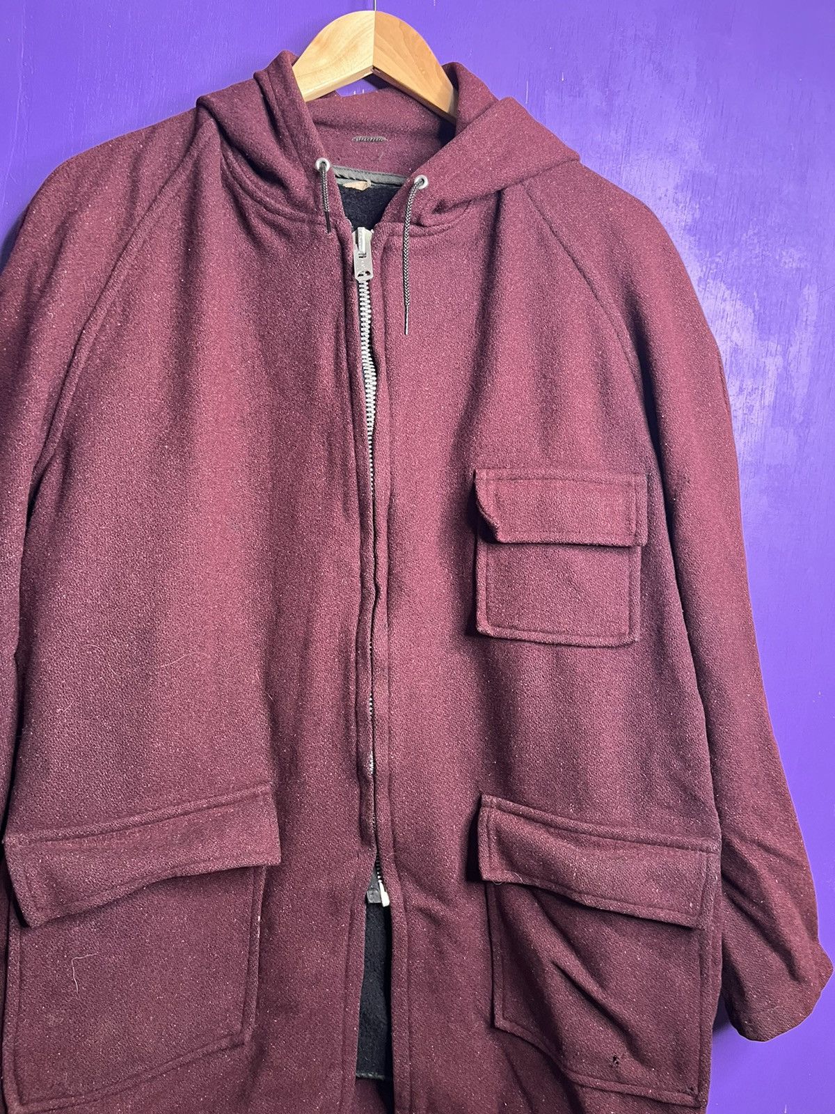 Vintage Vintage 70s heavy zip up wool hooded jacket Size US XL / EU 56 / 4 - 3 Thumbnail