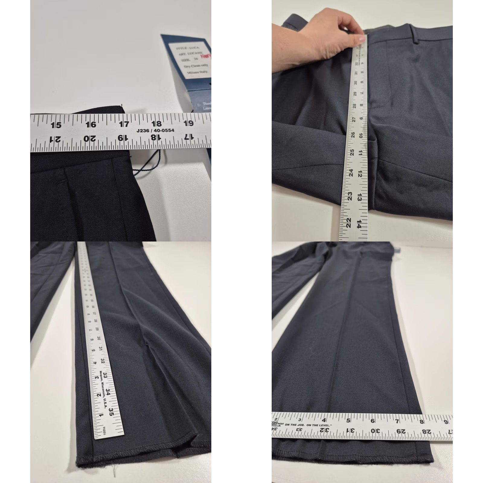 Vintage Leonardo Valenti Dress Pants Mens 34x36 Blue Wool Flat Front Unhemmed NWT Size US 34 / EU 50 - 8 Thumbnail