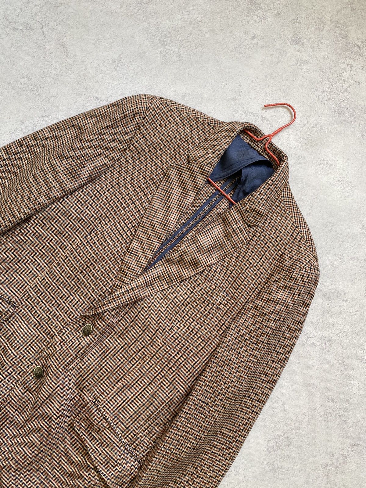 Hackett Hacket London Robert Noble Red/Blue Check Silk/Linen Blazer Size 44R - 5 Thumbnail