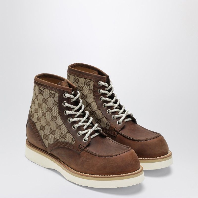 Gucci Gucci Laced Ankle Boot With Gg Insert Size US 7 / EU 40 - 1 Thumbnail