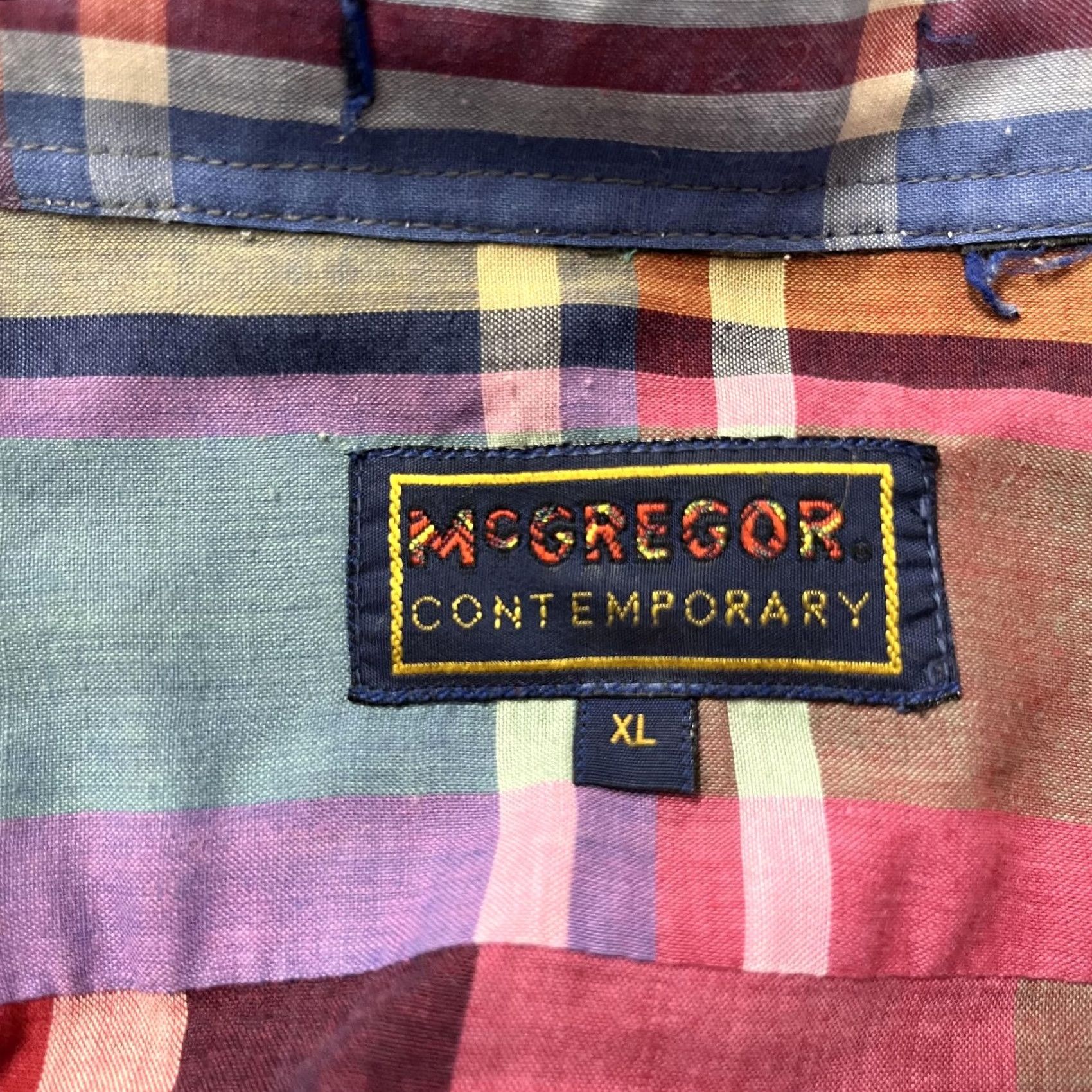McGregor McGregor Contemporary Shirt Mens XL Multicolor Plaid Short Sleeve Button-Up Size US XL / EU 56 / 4 - 4 Thumbnail