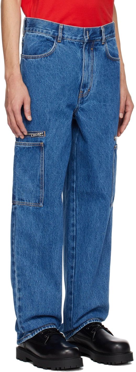 Givenchy o1srvl11e0125 Marbled Denim Cargo Pants in Blue Size 30" / US 8 / IT 44 - 2 Thumbnail