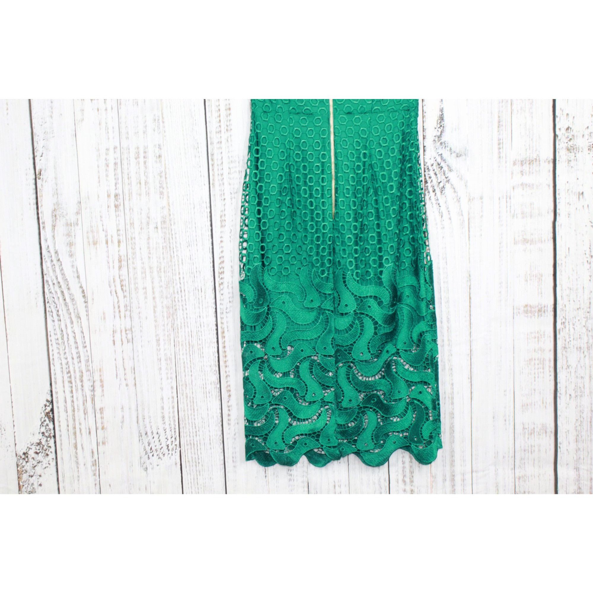 Venus Venus Green Lace V-Neck Mid Length Dress Size 2 Size XS / US 0-2 / IT 36-38 - 5 Thumbnail