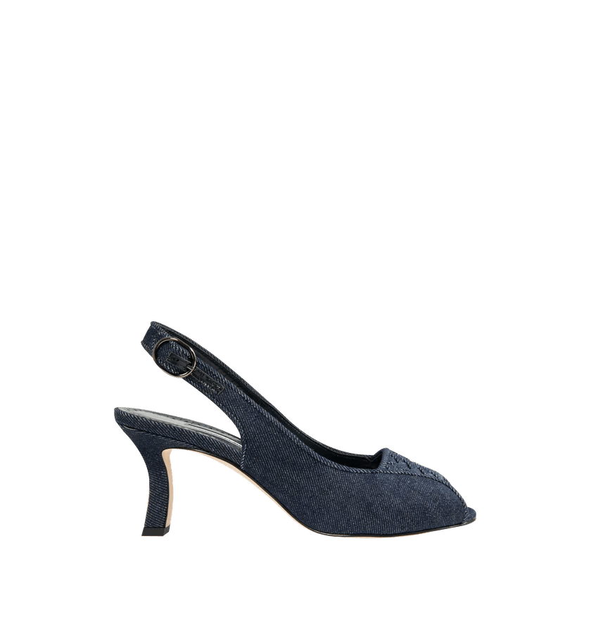 o1h1sh11225 Chambray Slingbacks in Navy Blue