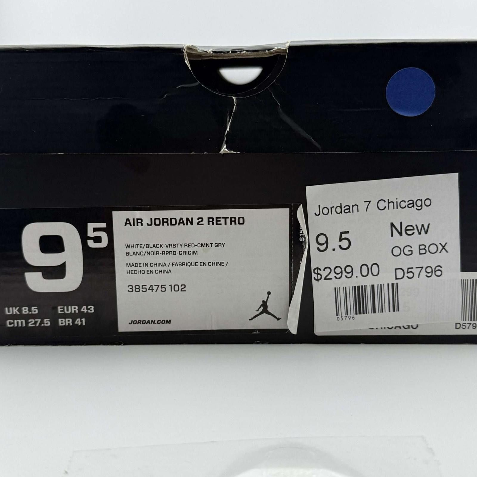 Nike og box Air Jordan 2 Retro White/Red Sneakers US 9.5 New Size US 9.5 / EU 42-43 - 7 Thumbnail