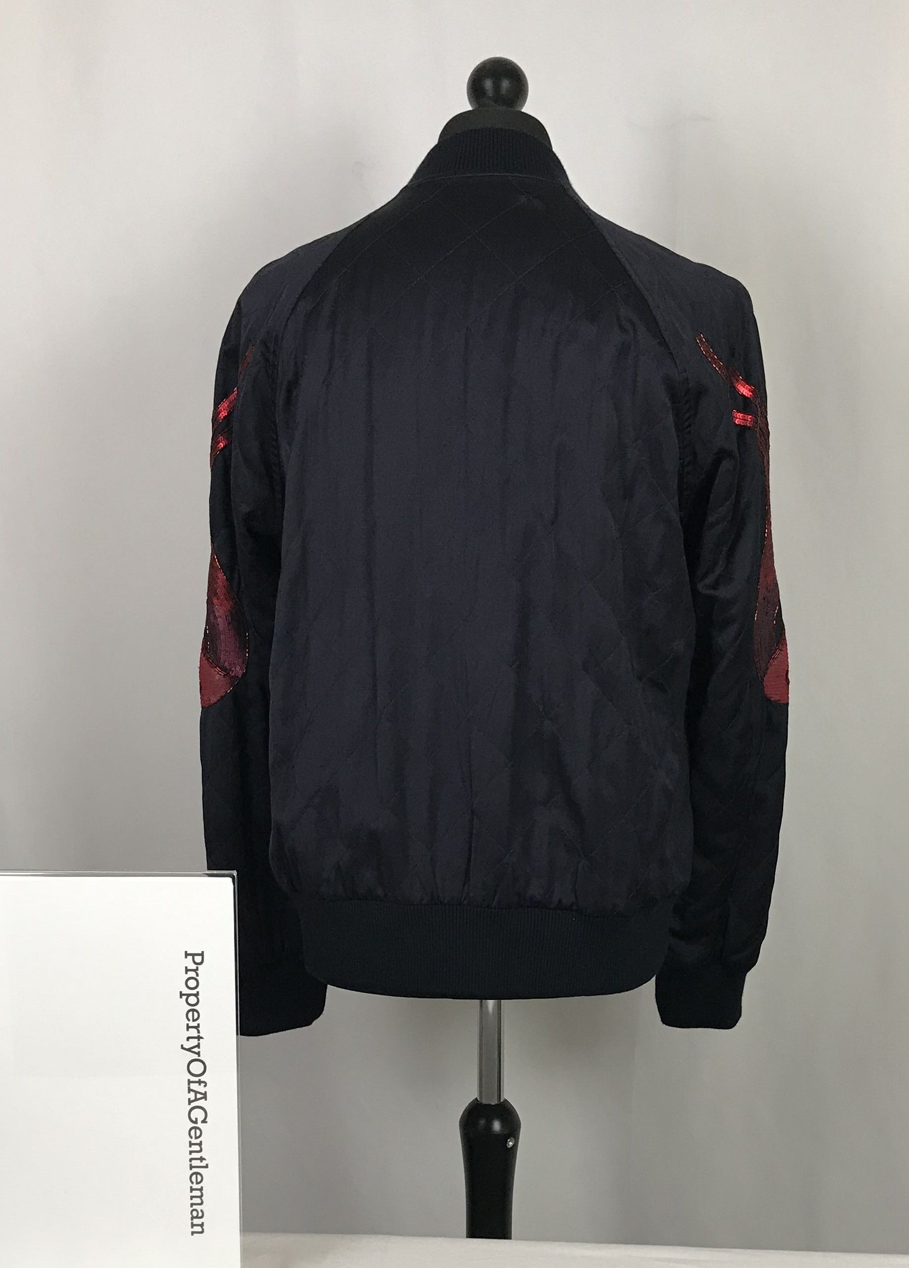 Dries Van Noten Black & Red Satin Embroidered Bomber Size US L / EU 52-54 / 3 - 3 Thumbnail