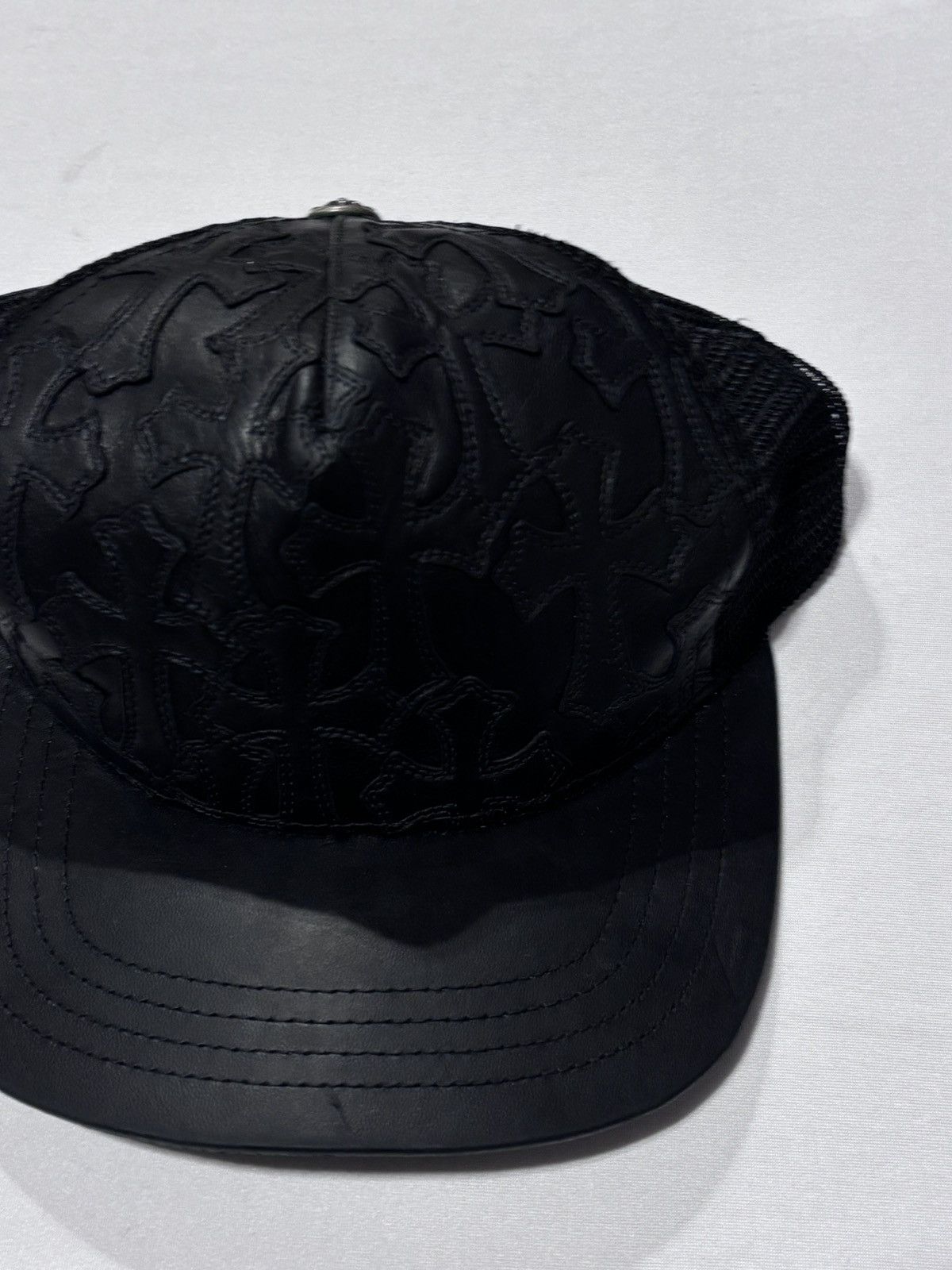 Chrome Hearts Chrome Hearts Cemetery Cross Leather Stitched Trucker Hat Size ONE SIZE - 3 Thumbnail