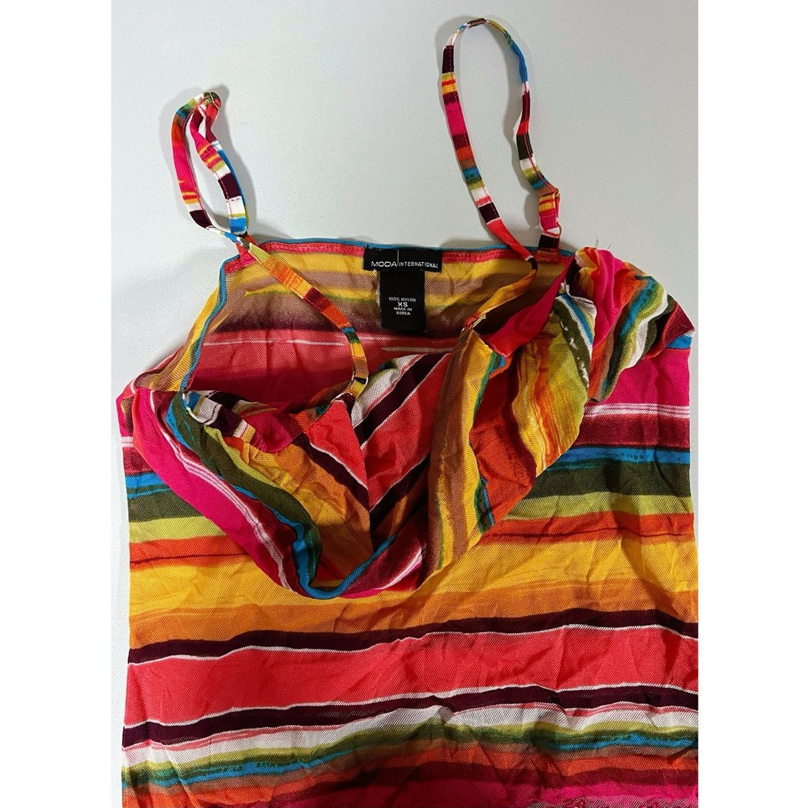 Japanese Brand Pink Striped Mesh Y2K Cami Camisole Tank Top Shirt Size XS 💖 Size XS / US 0-2 / IT 36-38 - 4 Thumbnail
