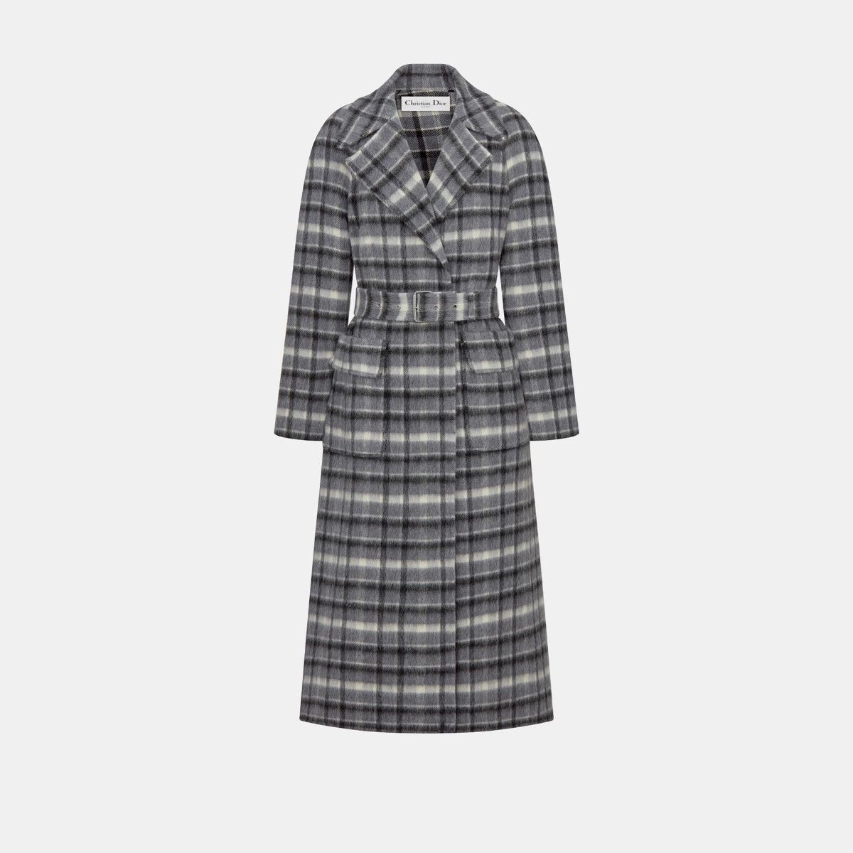 Dior o1bcso1str0225 Coat with Belt in Grey/White Size S / US 4 / IT 40 - 1 Thumbnail