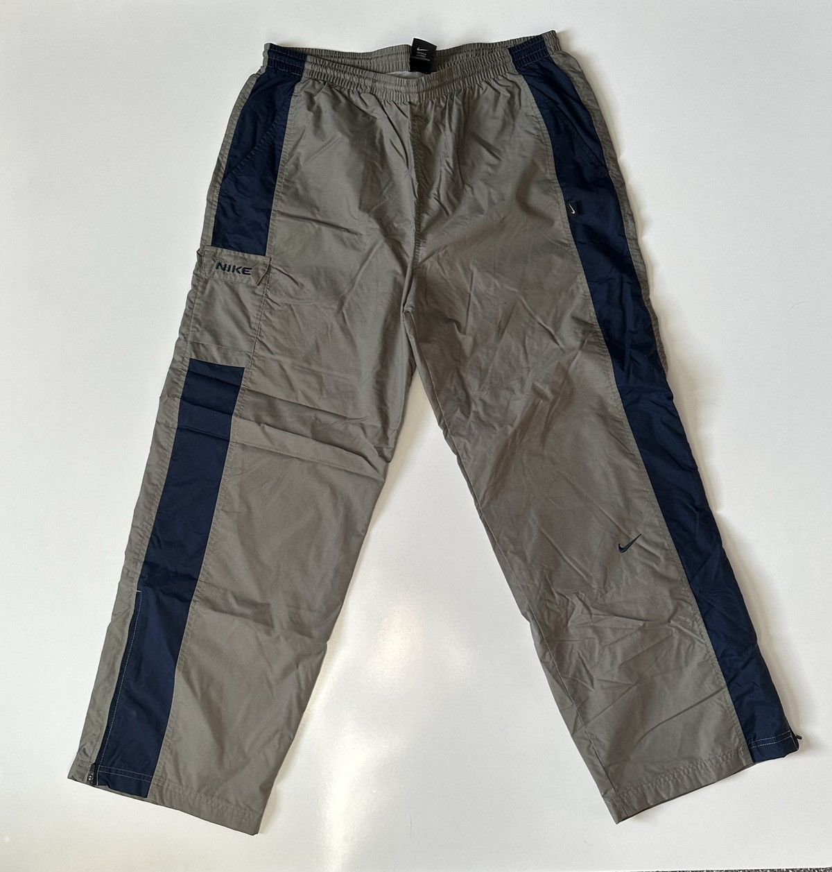 Nike × Vintage Vintage Nike Y2k Lined Baggy Fit Athletic Pant Tan Blue L Size US 36 / EU 52 - 3 Thumbnail