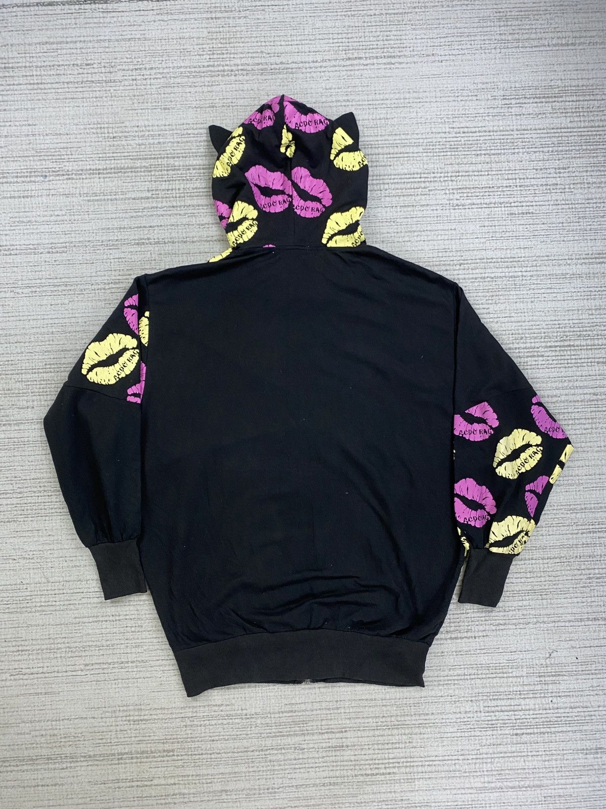 14th Addiction × AC/DC × Vintage Vintage ACDC Rag Lips Printed Fullprint Hoodie Jacket Size US XL / EU 56 / 4 - 2 Thumbnail