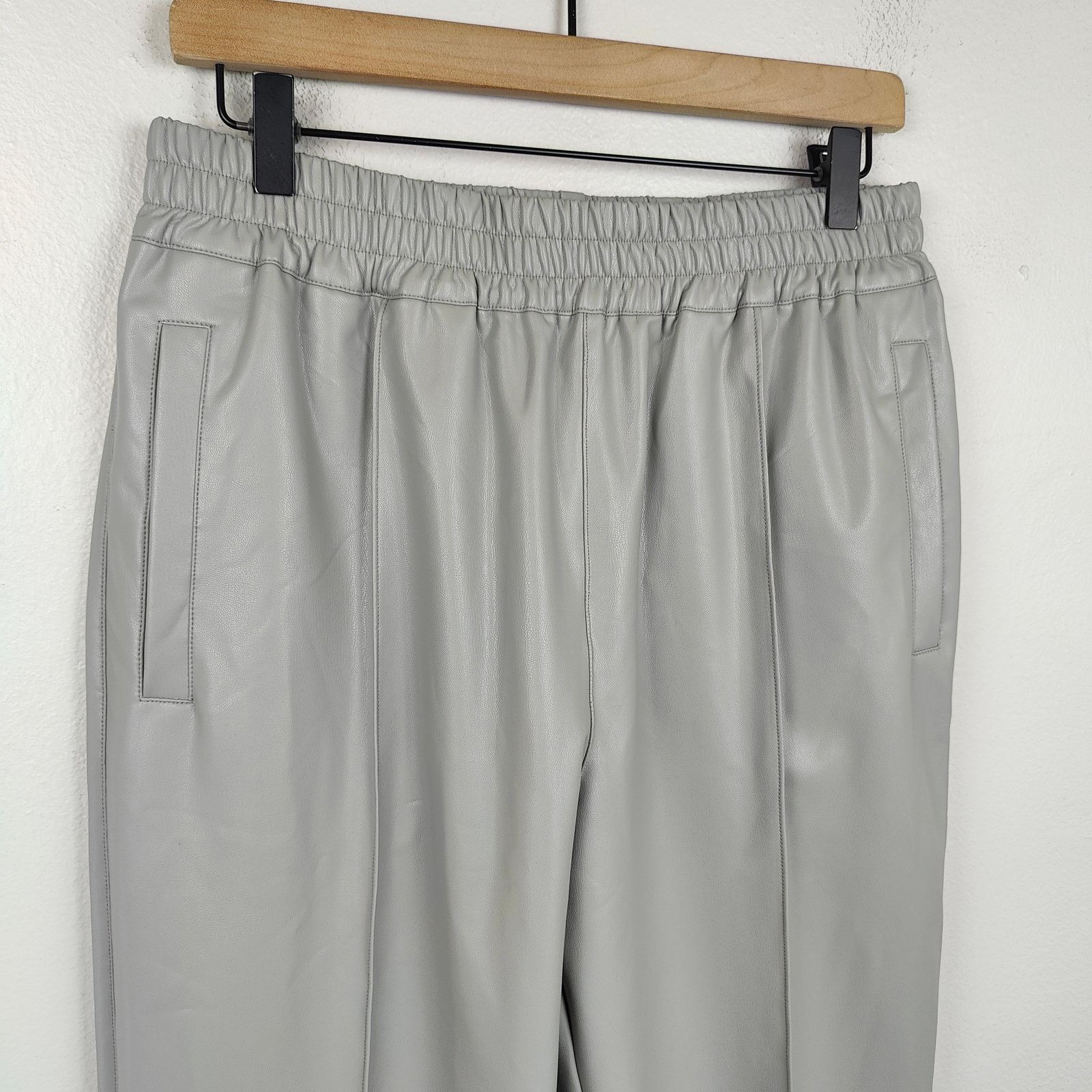 MONFRERE Monfrere Faux Leather Pants Mens Medium Gray Pull On Size US 32 / EU 48 - 2 Thumbnail