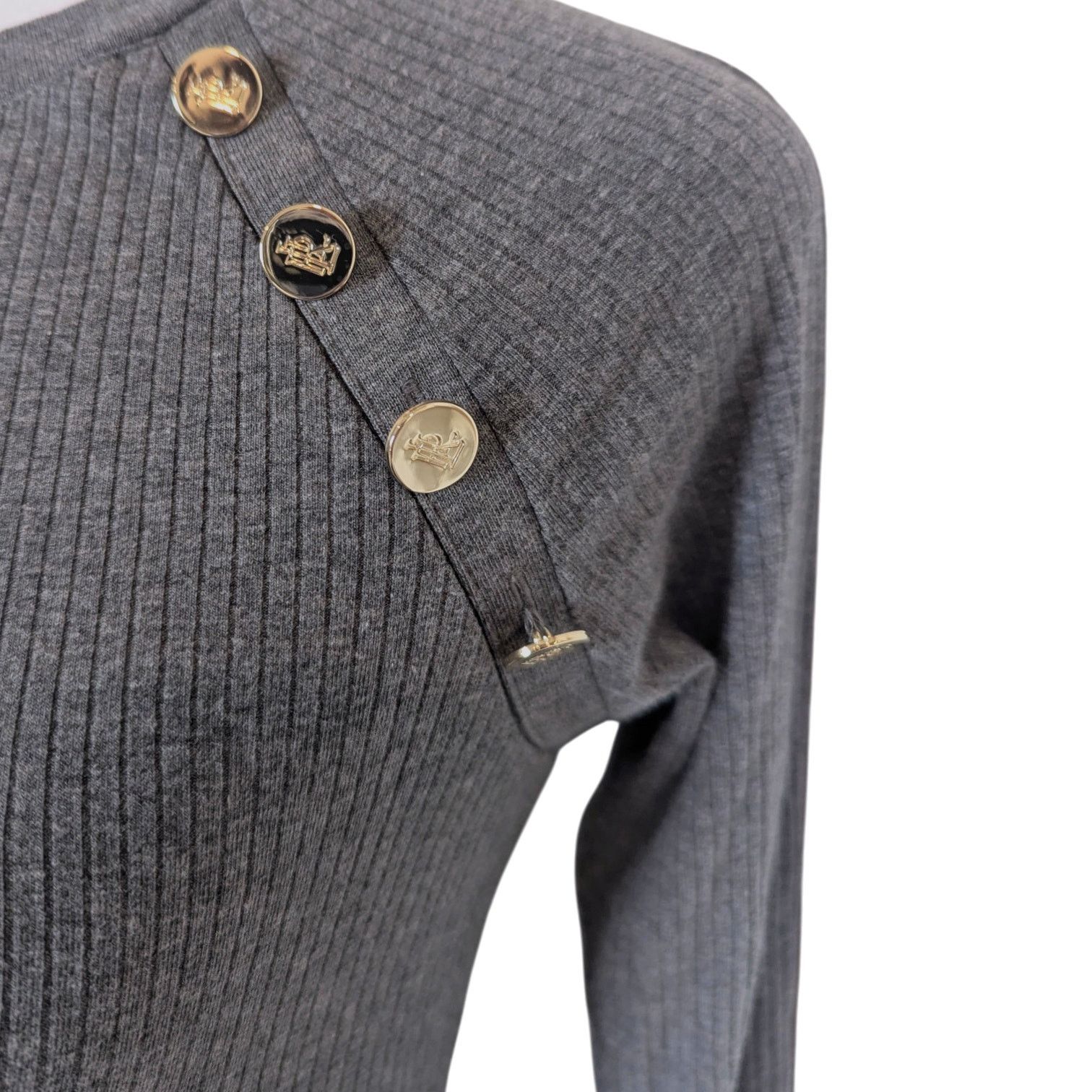 Ralph Lauren Ralph Lauren Button Trim Cotton-Blend Rib Knit Top Small Size S / US 4 / IT 40 - 9 Thumbnail