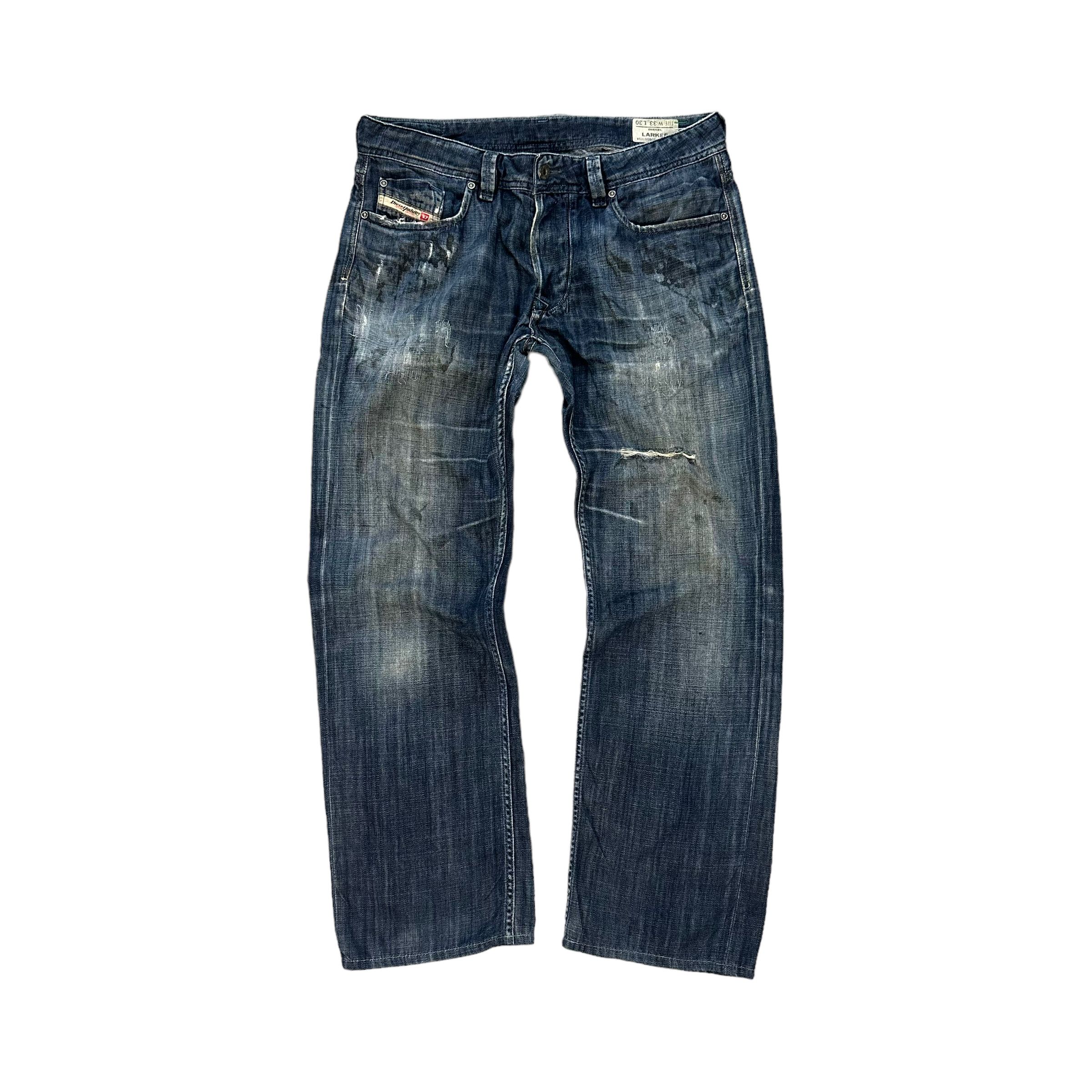 Diesel TRASHED🔥 DIESEL LARKEE FLY BUTTON DENIM PANTS #7618-158 Size US 35 - 1 Thumbnail