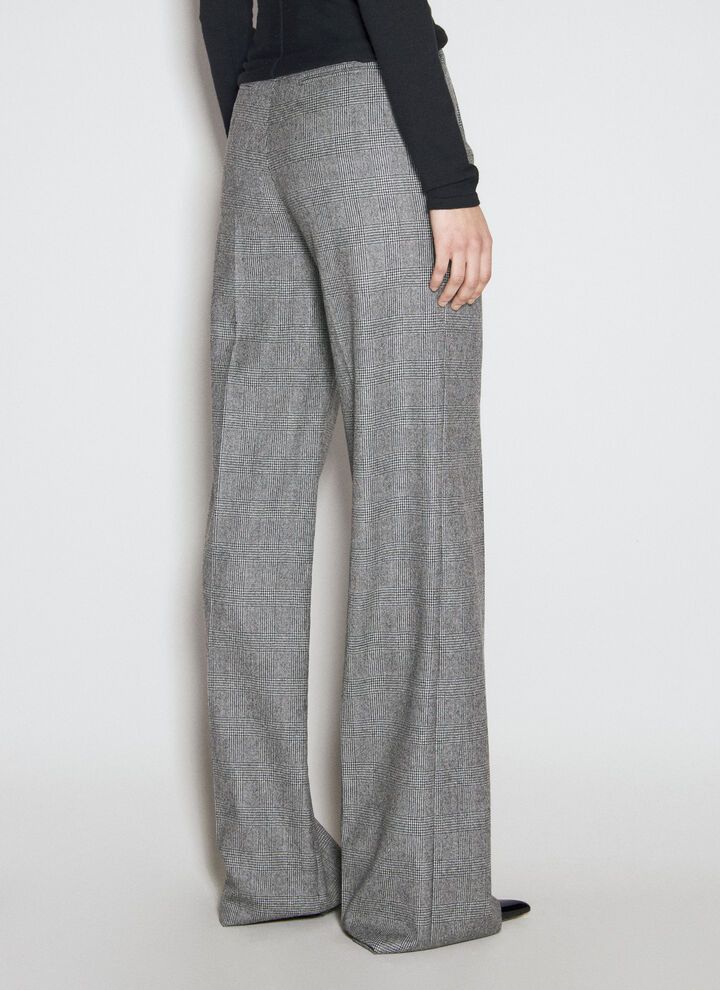 Saint Laurent Paris o1s1wg111124 Flared Pants in Prince Of Wales Flannel in Grey Size 26" / US 2 / IT 38 - 5 Thumbnail