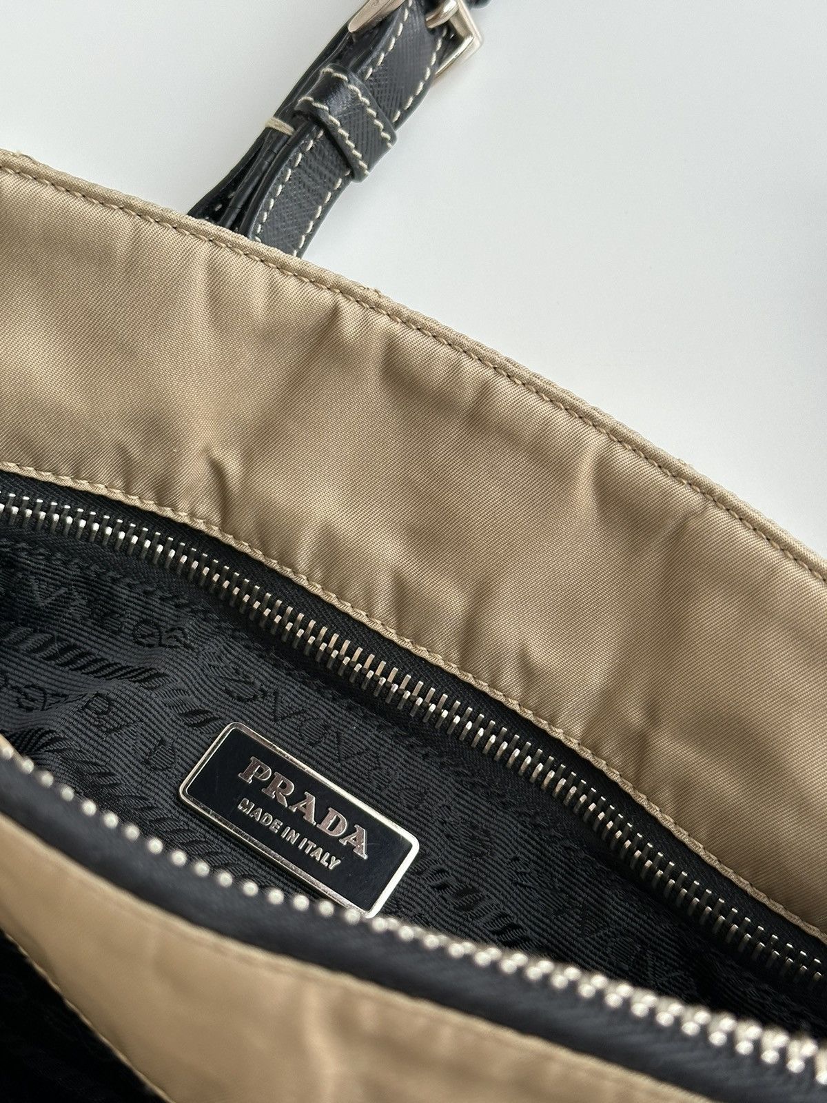 Prada Prada Quilted Chain Shoulder Bag Nylon Beige Tessuto bag Size ONE SIZE - 17 Thumbnail