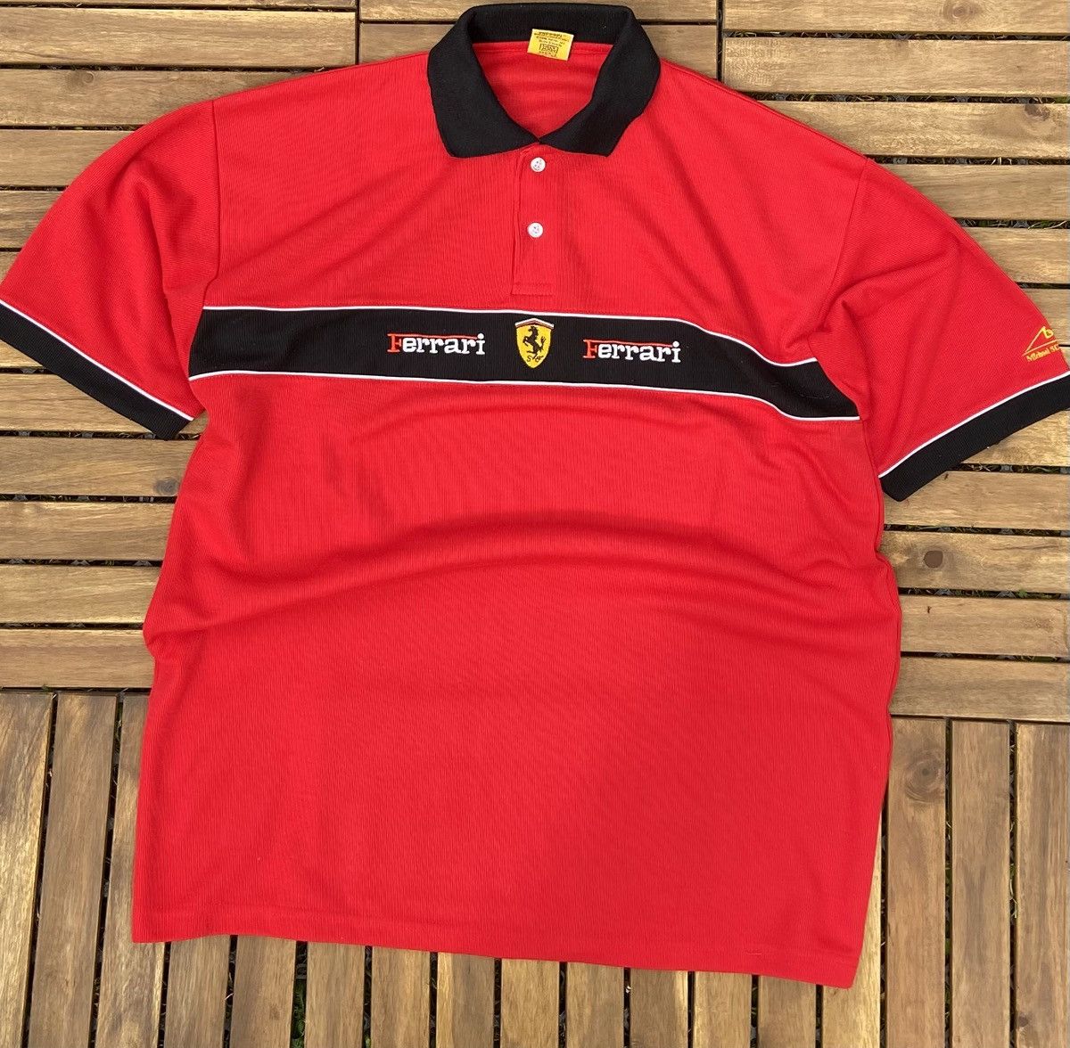 Ferrari 🟤 Vintage 90s Ferrari F1 Michael Schumacher 1996 Polo Shirt🟤 Size US L / EU 52-54 / 3 - 3 Thumbnail