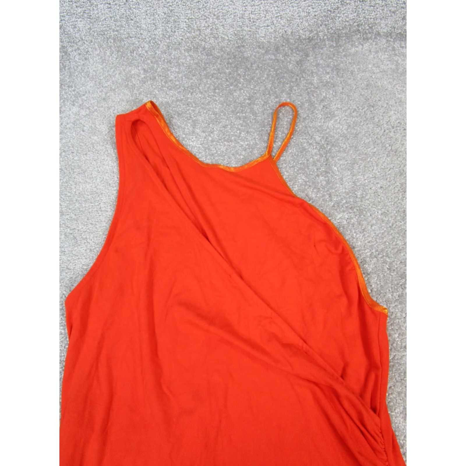 Free People Free People Dress Womens Large Orange Asymmetrical Sleeve V-Neck A-Line, Long, Rayon, Casual, Party/Cocktail, Regular Size L Womens Size L / US 10 / IT 46 - 2 Thumbnail