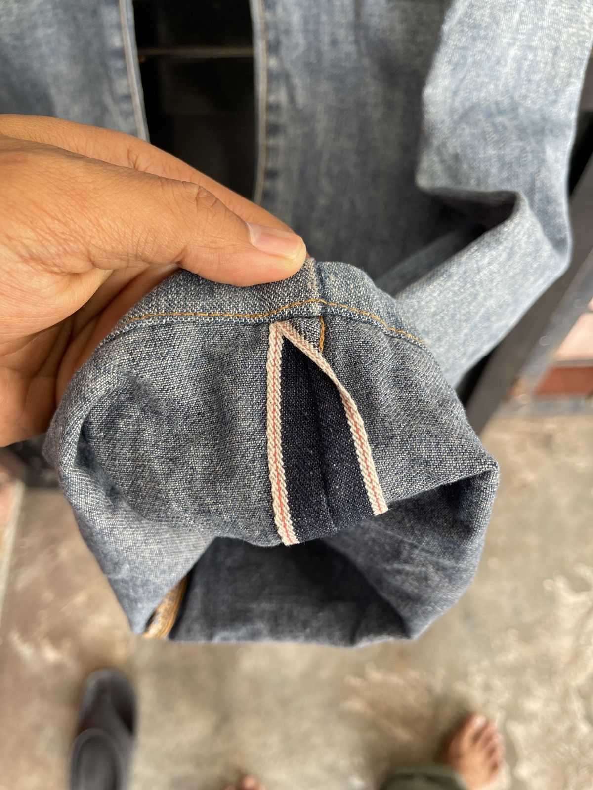 If Six Was Nine × Japan Blue × Le Grande Bleu (L.G.B.) Vintage Selvedge Distressed Blue Way Denim Size US 30 / EU 46 - 2 Thumbnail