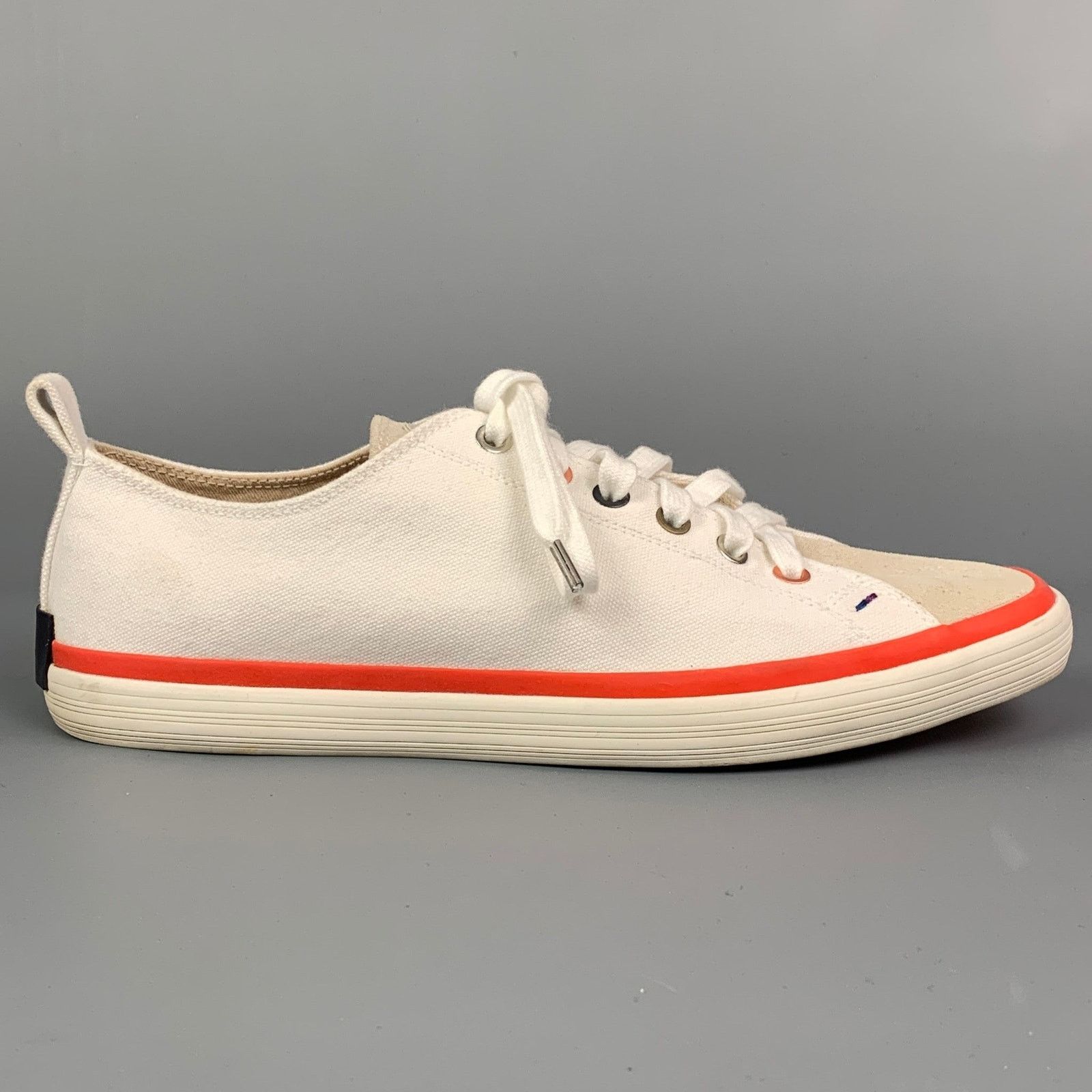 Paul Smith Size 7 White Canvas Lace Up Bernard Trainer Sneakers Size US 7 / EU 40 - 1 Thumbnail