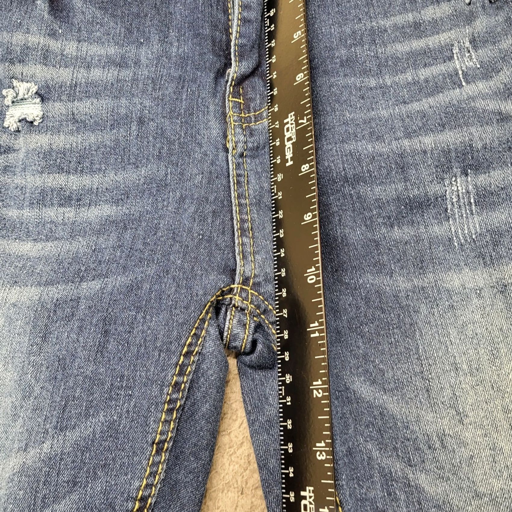 Denime Red Bottom Jeans Women 7/28 Denim Blue Skinny Mid Rise Distressed Hooks Zipper 5-Pocket Denim Cotton Spandex Rayon Regular Jeans Size 28" / US 6 / IT 42 - 7 Thumbnail