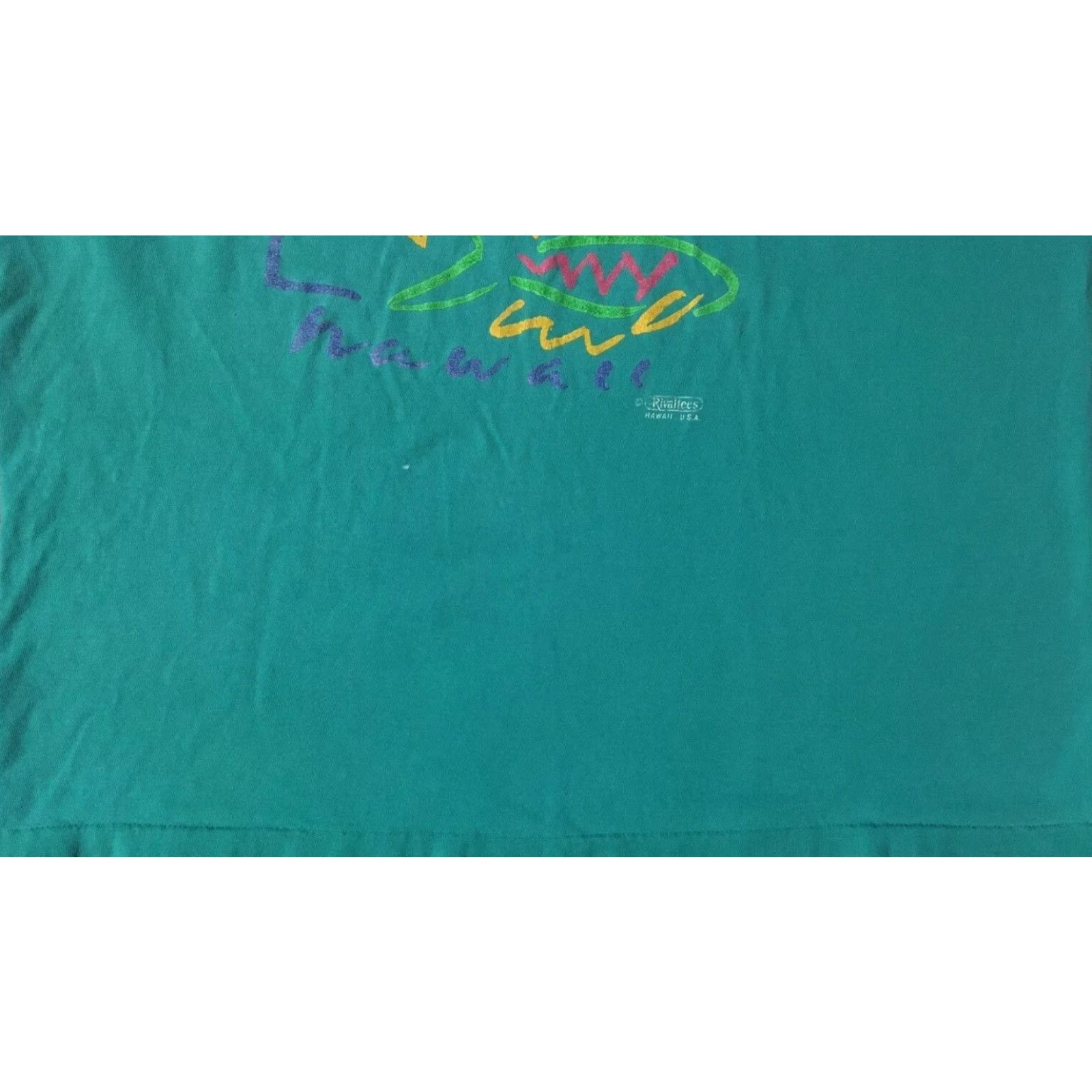 Vintage VINTAGE Hawaii Abstract Fish Shirt XL USA Art Beach Surf Grunge 90s OP Ocean Pacific 80s Single Stitch Mens T-Shirt Green Front Graphic Tee Size US XL / EU 56 / 4 - 4 Thumbnail