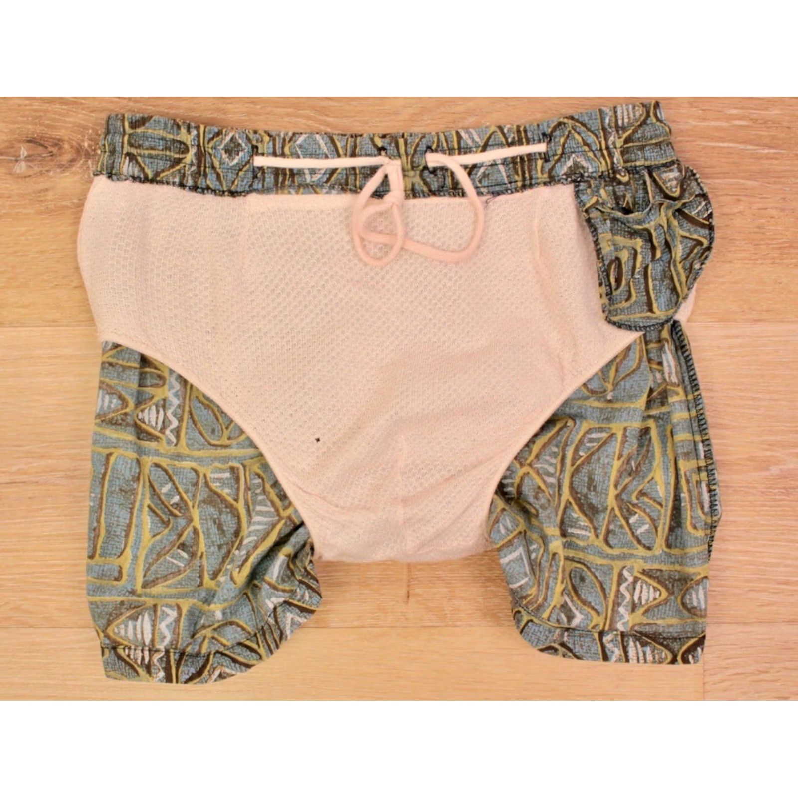Vintage Mens VTG 1950s Green & Blue Hawaiian Print Swimming Trunks Sz S 50s Shorts Size US 29 - 3 Thumbnail