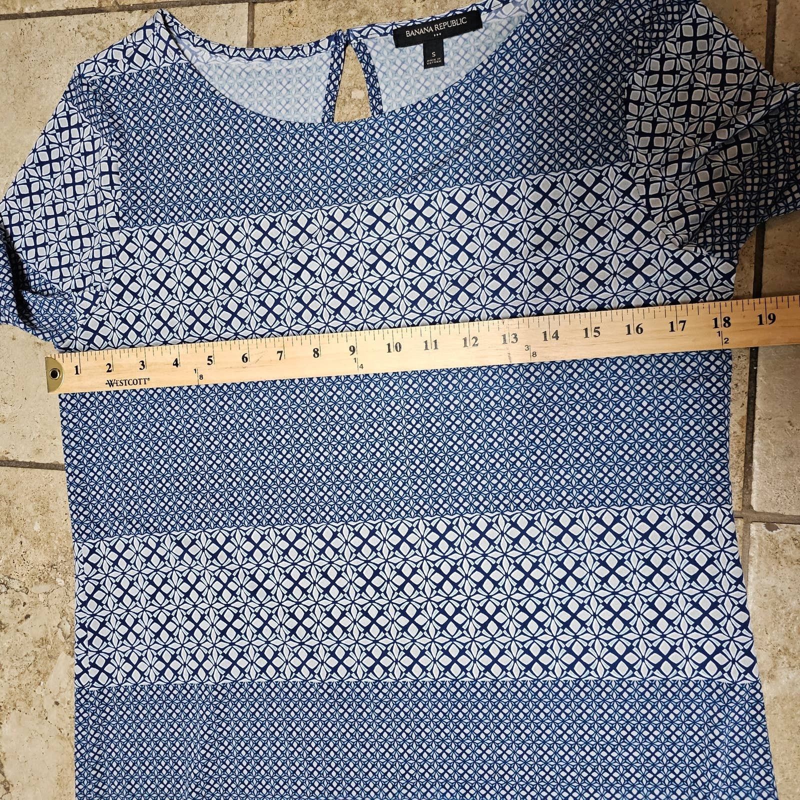 Banana Republic Banana Republic Shift Dress Blue Stripe 3/4 sleeves sz Small Size S / US 4 / IT 40 - 7 Thumbnail