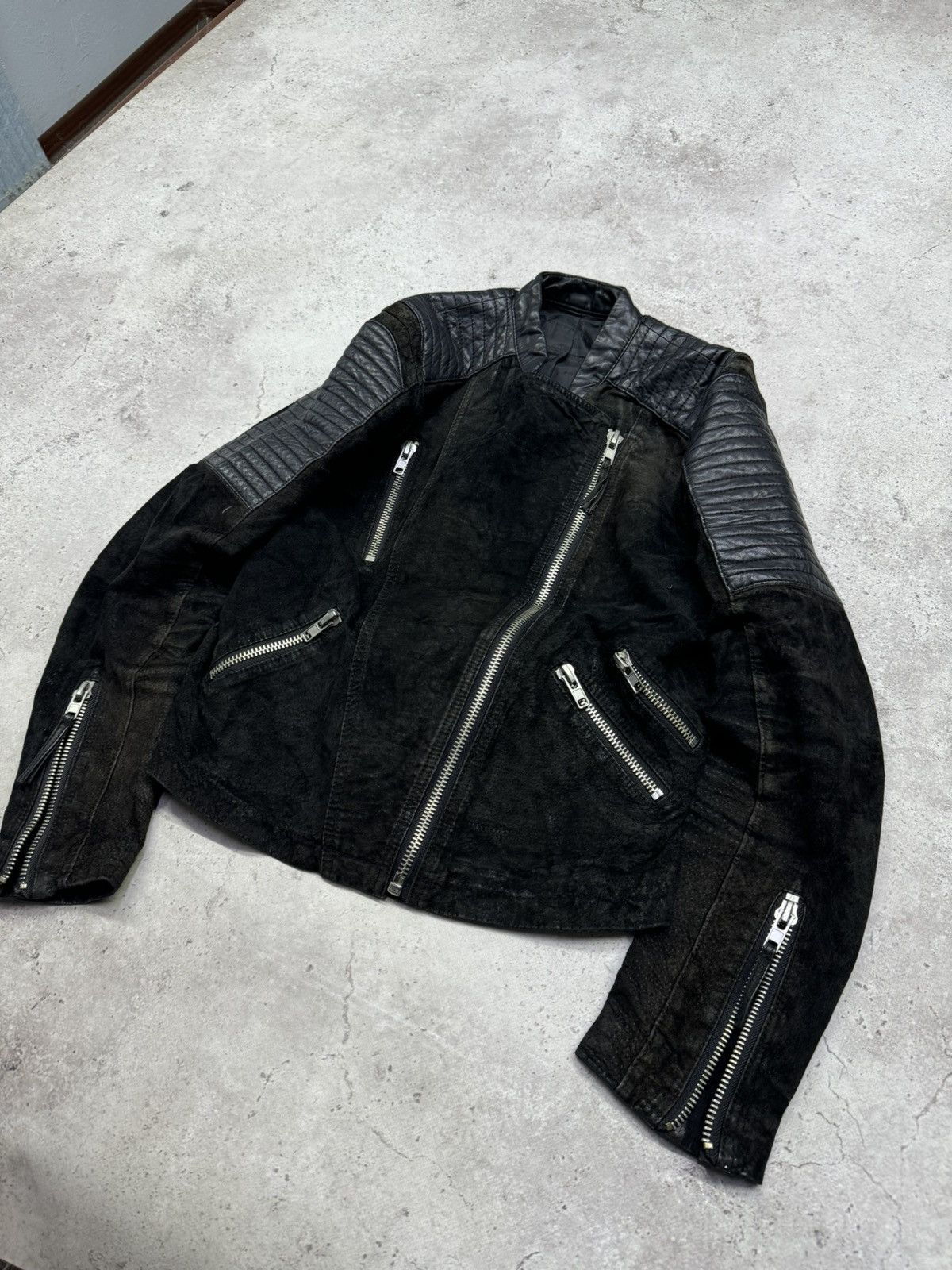 Other Vintage Faded Multi-Zip Leather Jacket Size US M / EU 48-50 / 2 - 3 Thumbnail