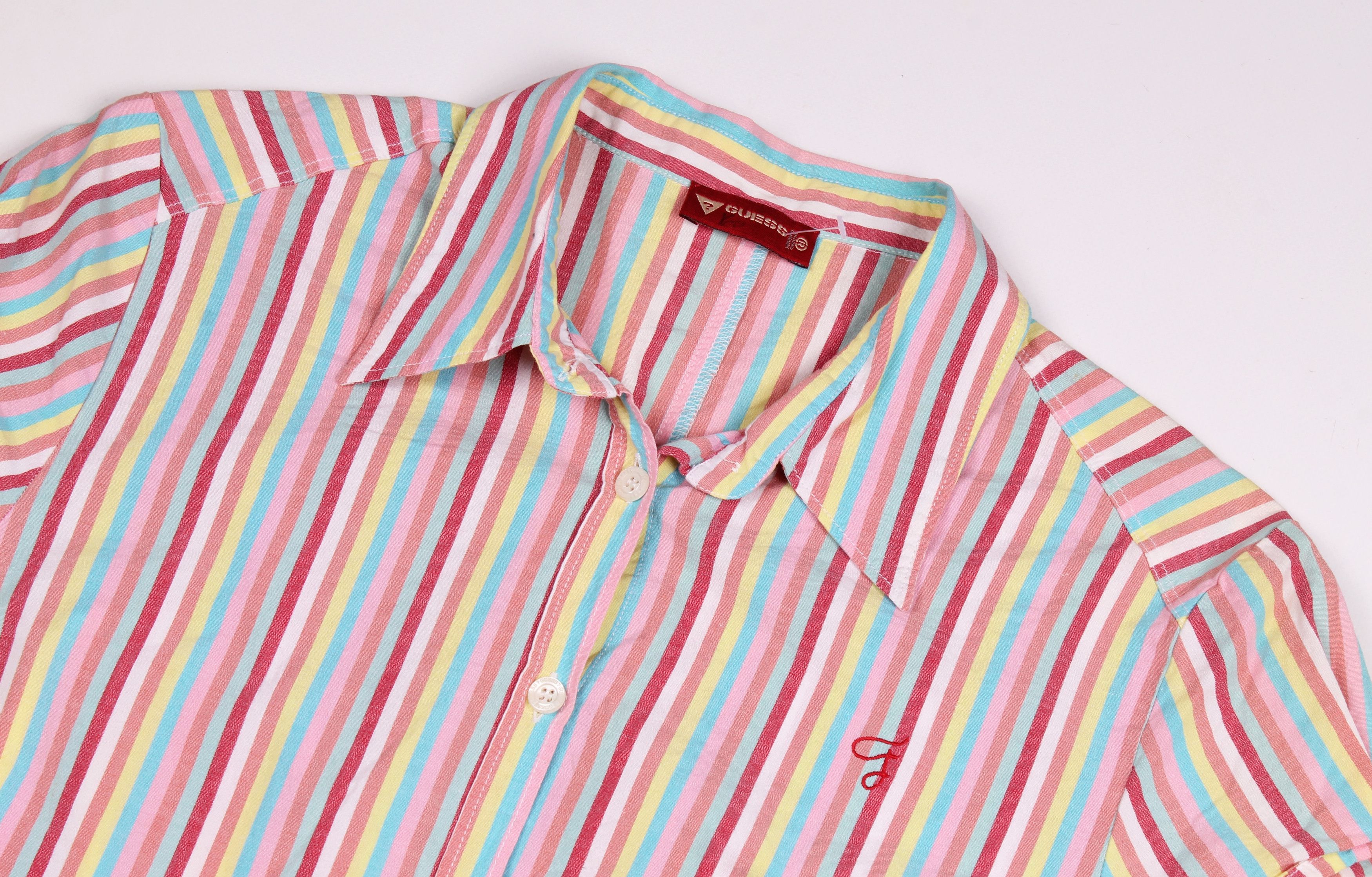 Guess Vintage Guess Cute Y2K Striped Kidcore Short Sleeve Shirt Size S / US 4 / IT 40 - 2 Thumbnail