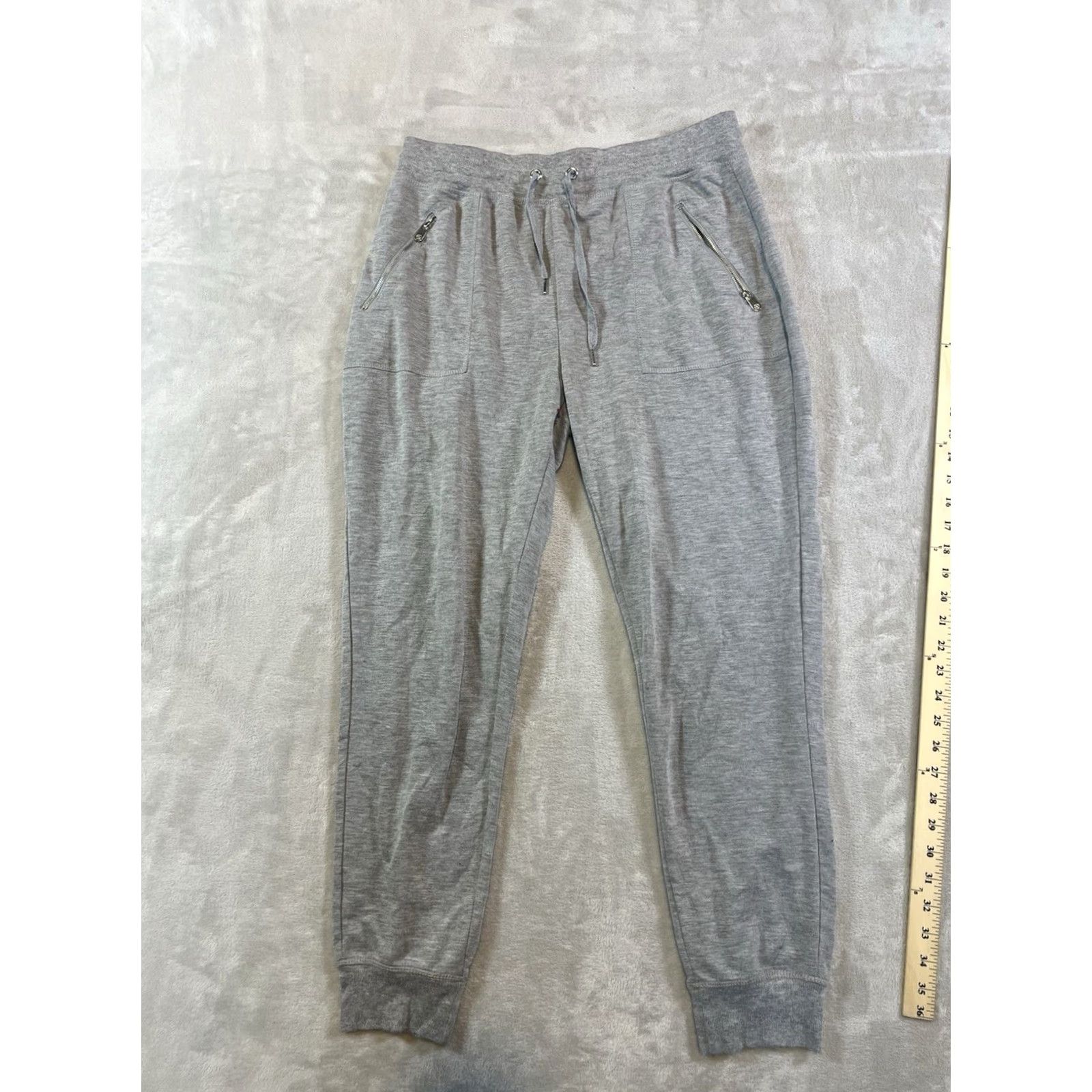 Vintage Adrienne Vittadini Jogger Sweatpants Women’s | Size L | Gray with Pockets | Cotton Nylon Polyester Mix | Glitter Accents | Casual Relaxed Fit Size 36" / US 14 / IT 50 - 2 Thumbnail